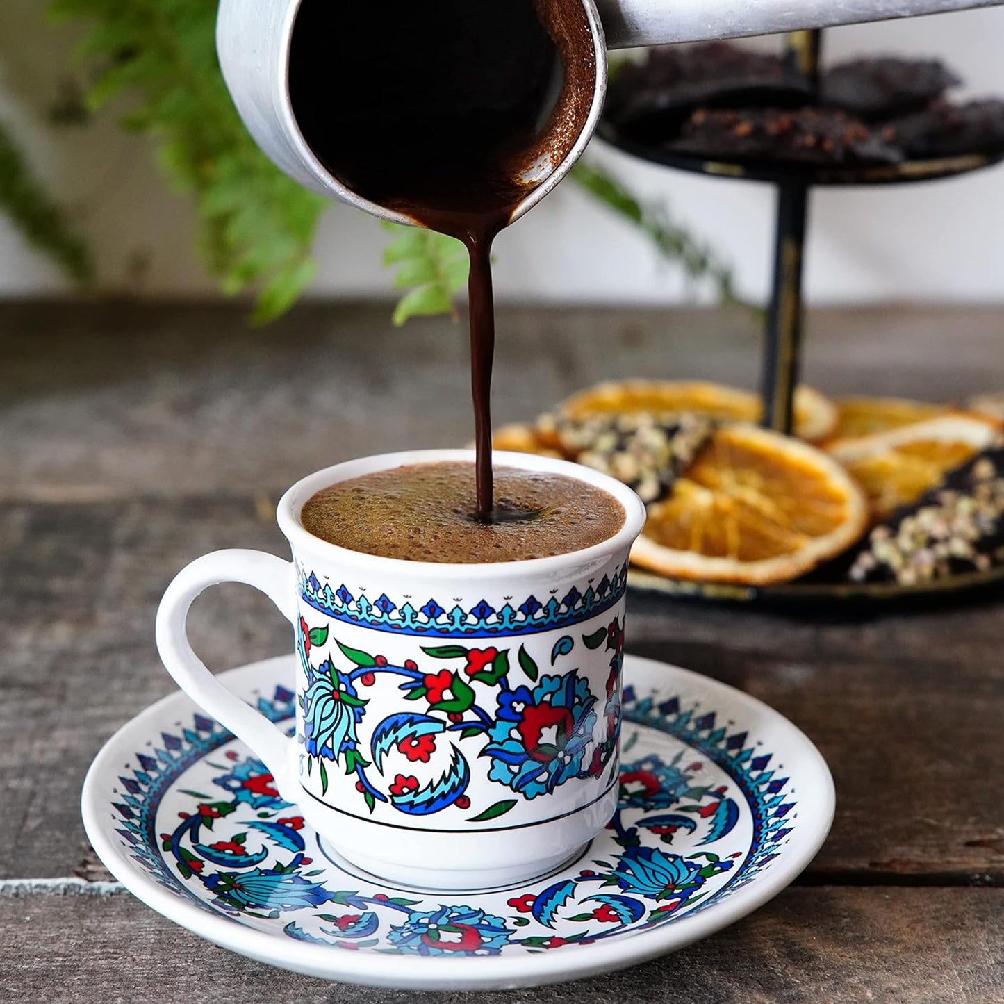 Handmade Porcelain Turkish Coffee Cups, Turkish Coffee Cup with Saucer Sets