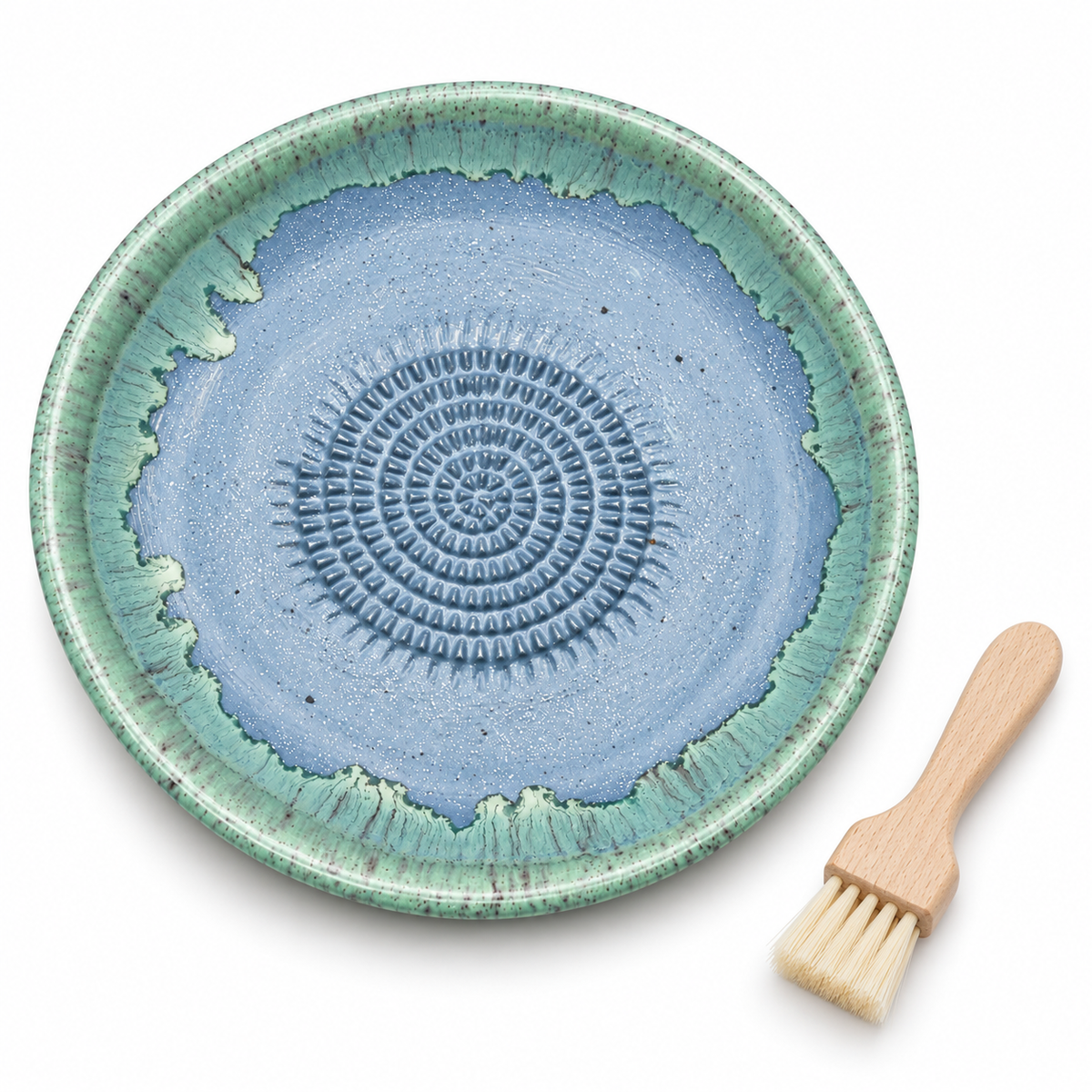 Garlic Grater Bowl, Slight Gray Ceramic Grater Plate, 7" Ceramic Garlic Grinder, Decorative Grater Bowl