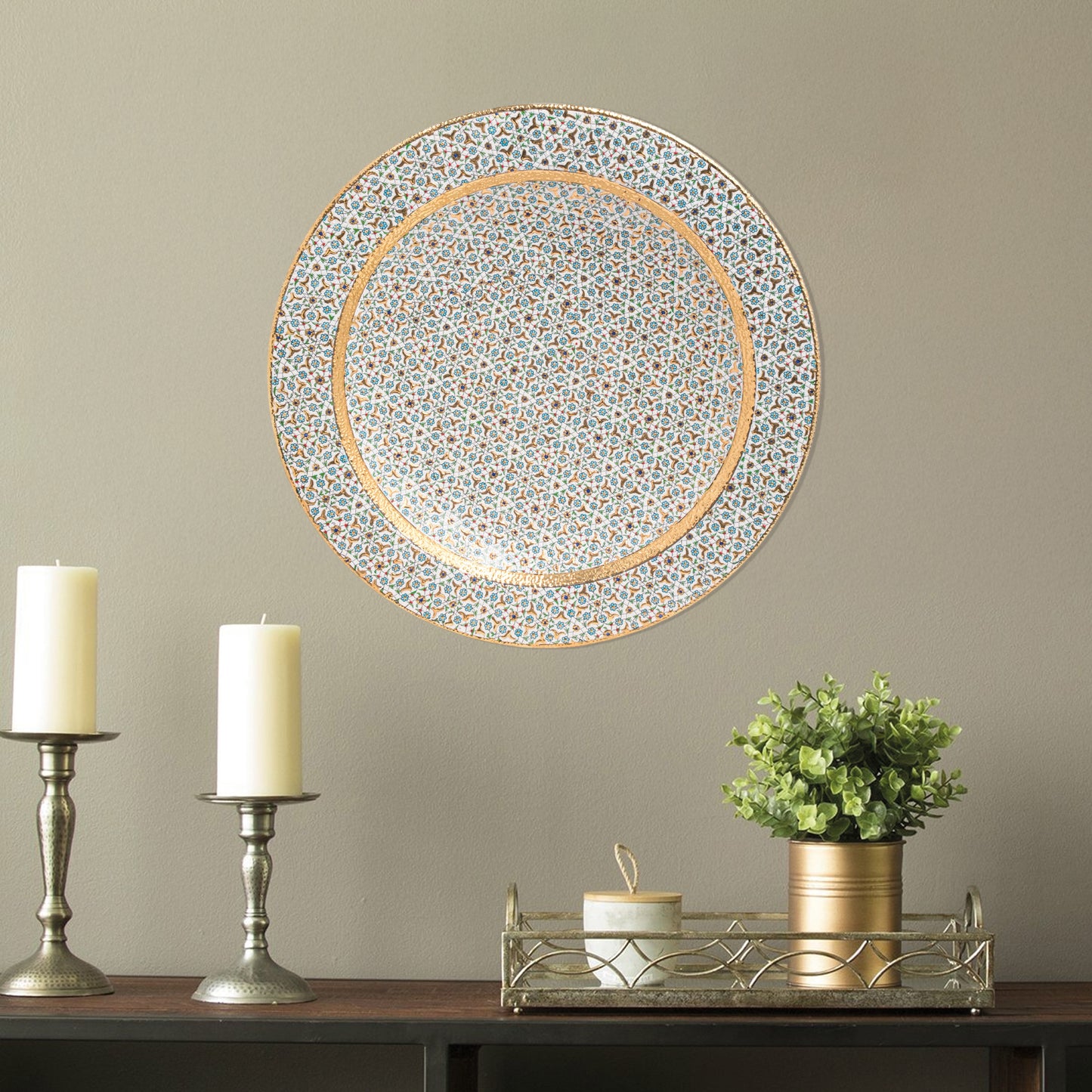 Ceramic Decorative Plate, Timeless Elegance Decorative Plate, Decorative Golden Plate