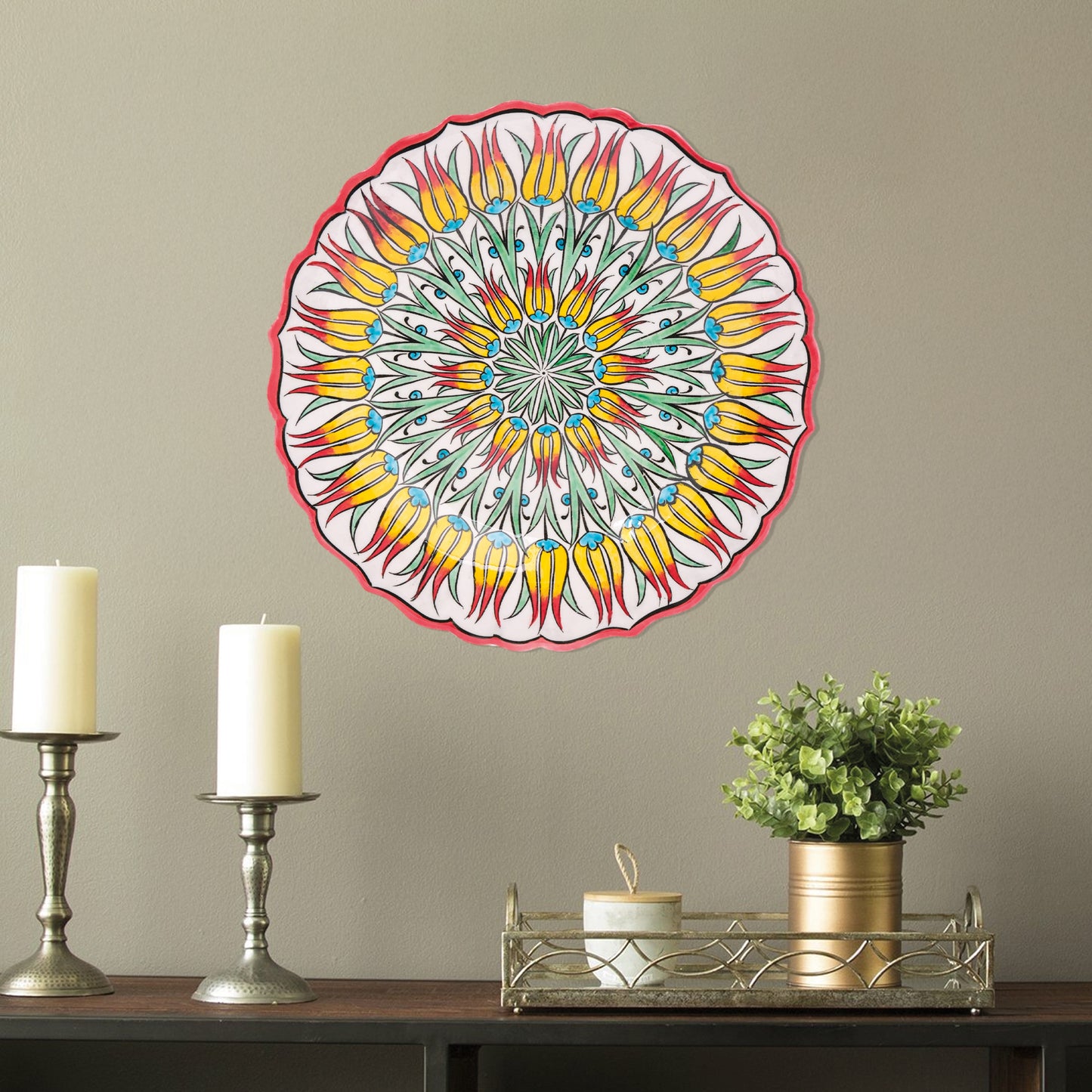 Ceramic Decorative Plate, Fiery Tulips Decorative Plate