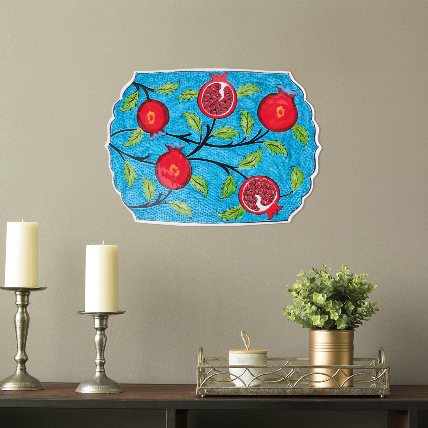 Ceramic Decorative Plate, Pomegranate Garden Decorative Plate