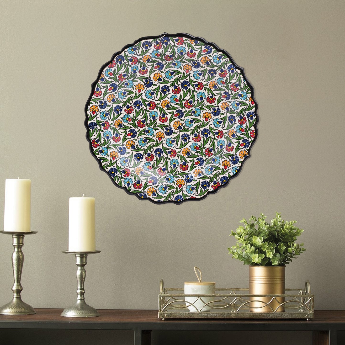 Ceramic Decorative Plate, Floral Harmony Decorative Plate