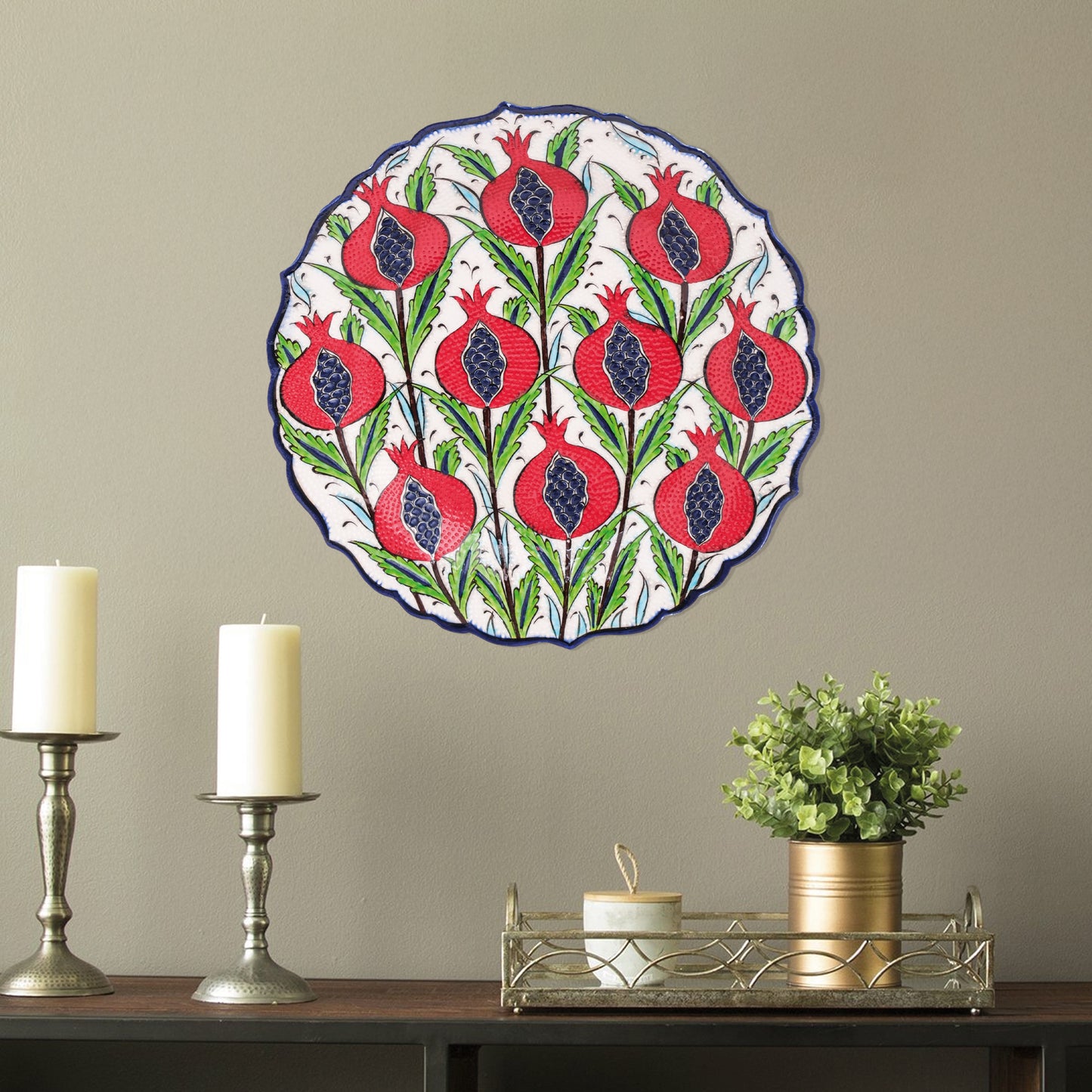 Ceramic Decorative Plate, Pomegranate Harvest Decorative Plate