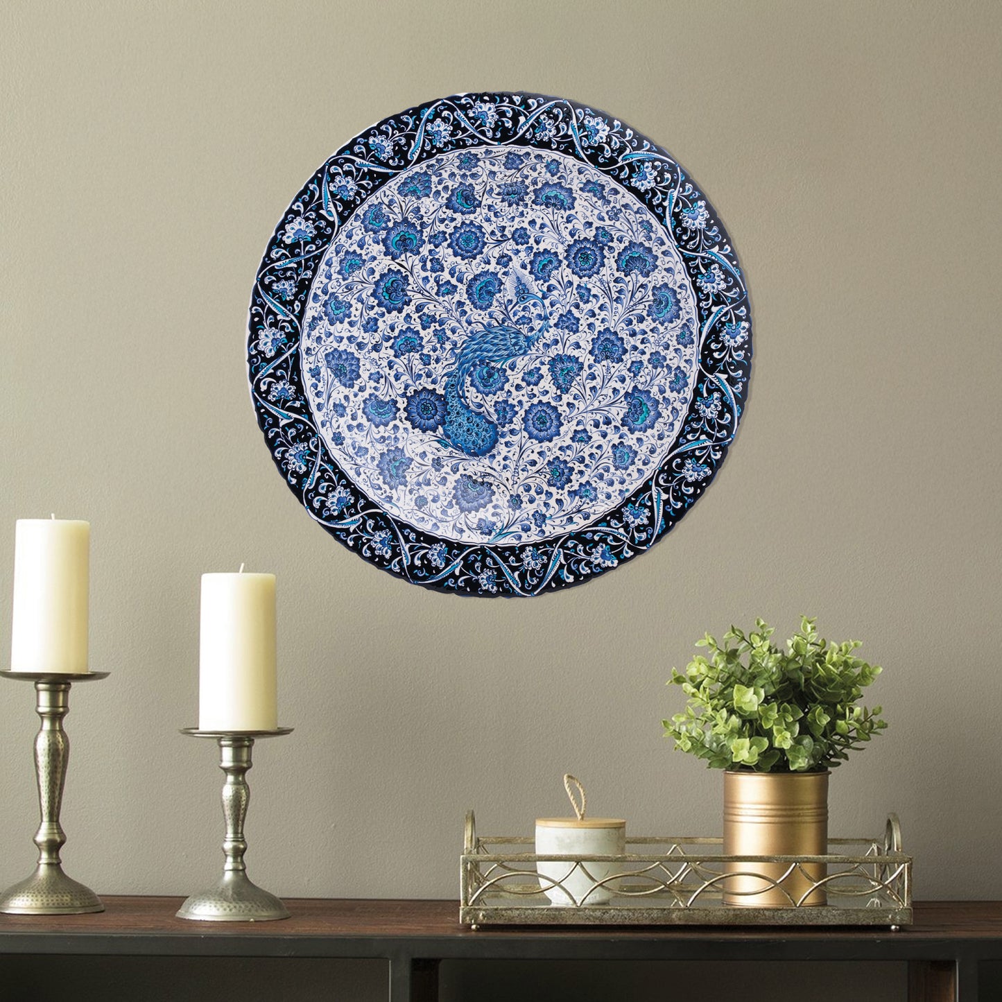 Ceramic Decorative Plate, Peacock Elegance Decorative Plate