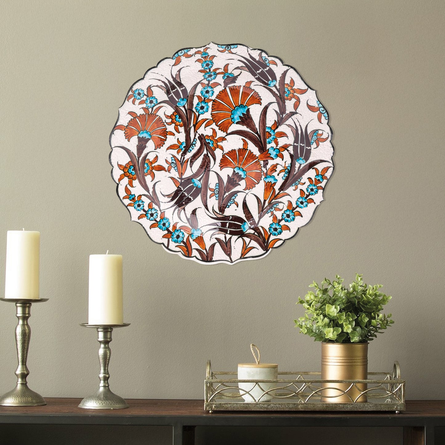 Ceramic Decorative Plate, Rustic Bloom Decorative Plate