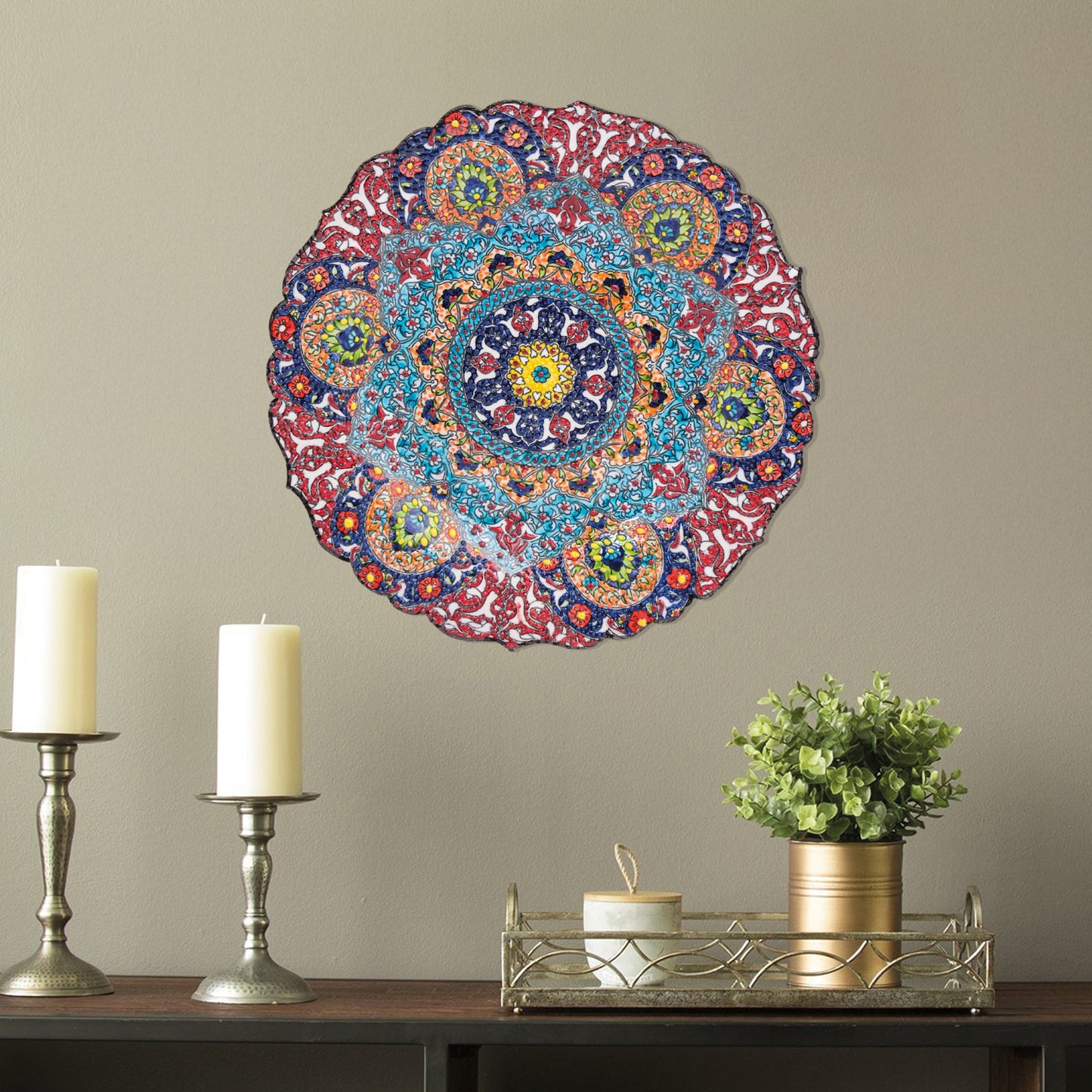 Ceramic Decorative Plate, Mandala Radiance Decorative Plate