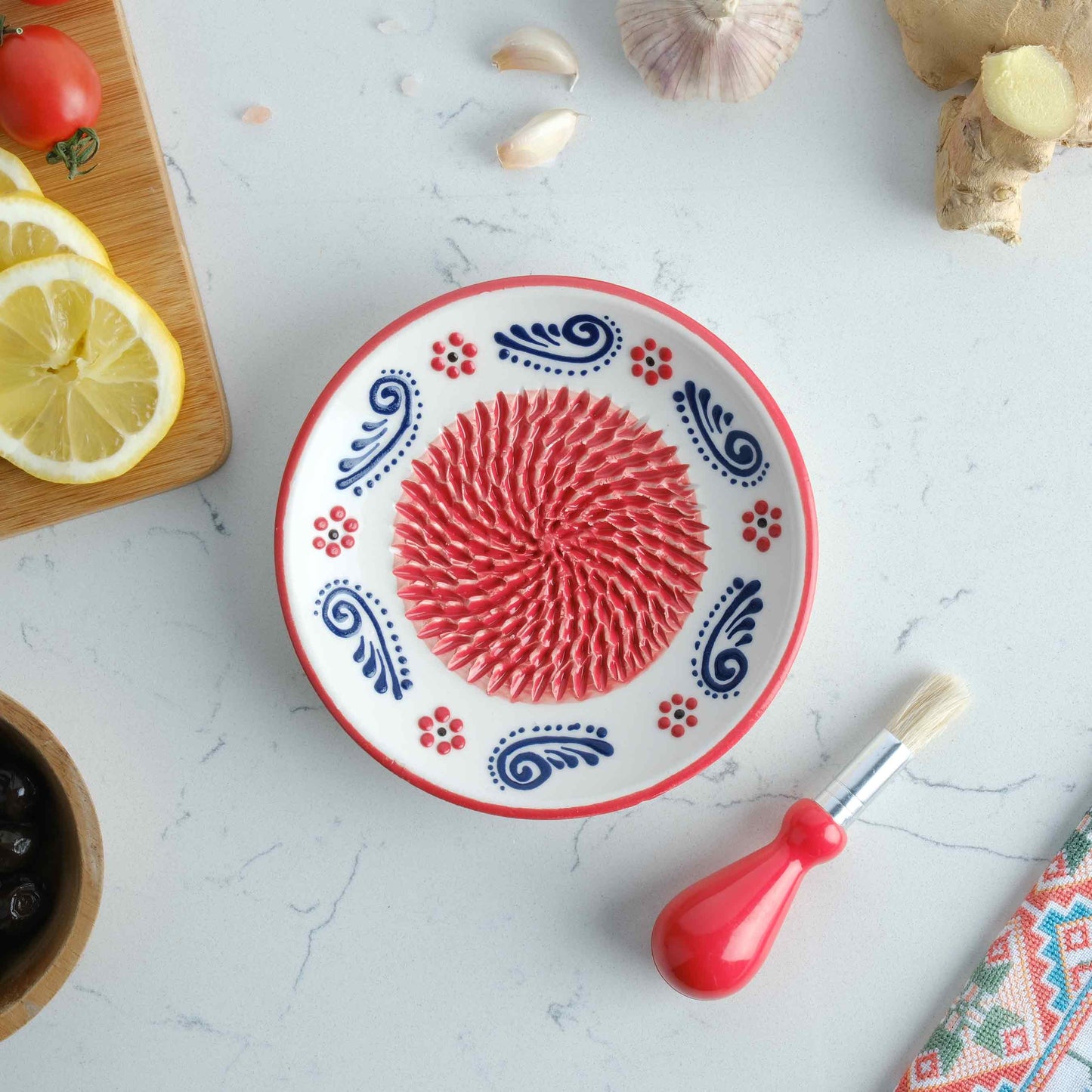 Ceramic Garlic Grater Plate, Handmade Grater Plate, 6" Ceramic Garlic Grinder, Decorative Garlic Mincer