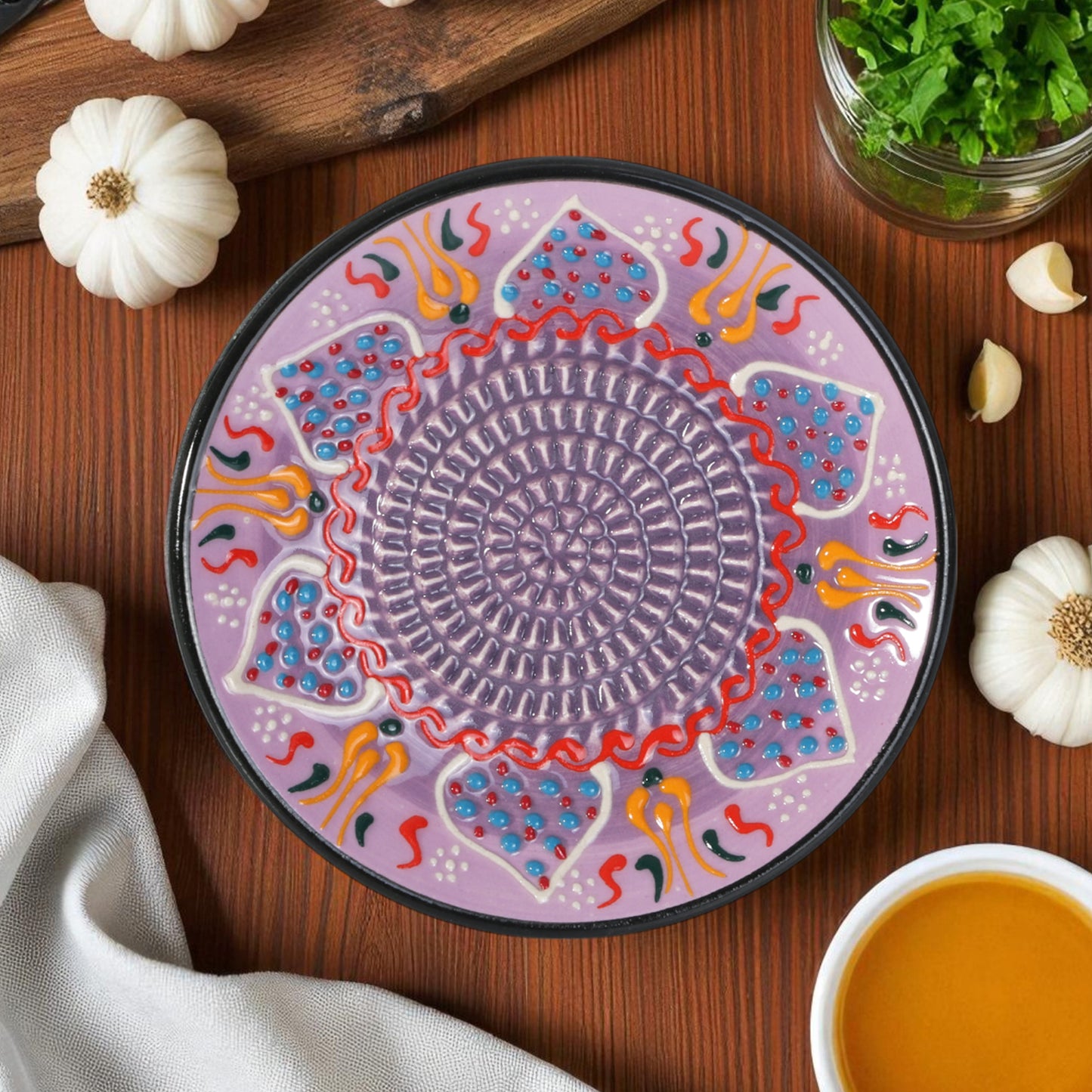 Garlic Grater Plate, Ceramic Grater Plate, 5" Ceramic Garlic Grinder, Decorative Garlic Mincer