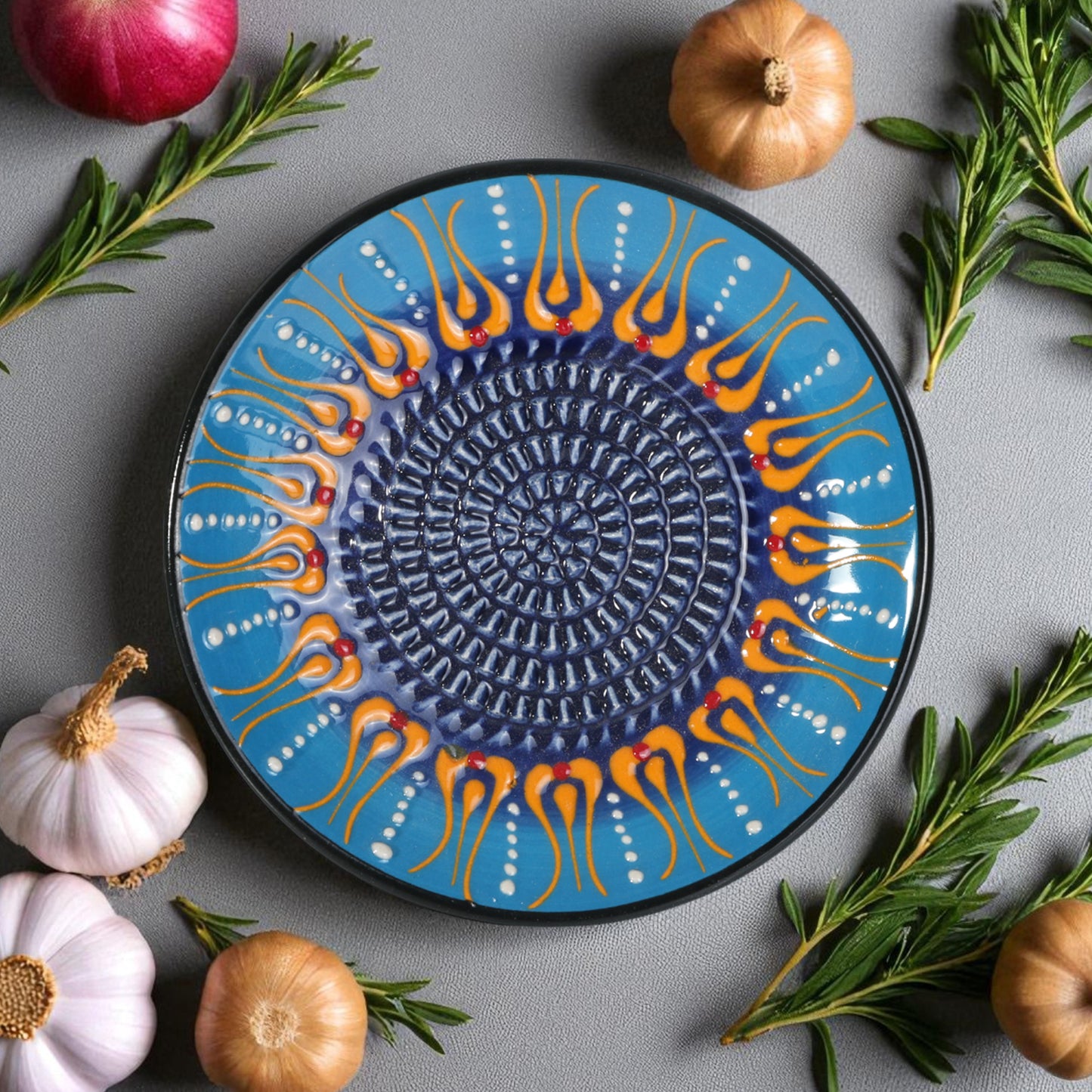 Garlic Grater Plate, Ceramic Grater Plate, 5" Ceramic Garlic Grinder, Decorative Garlic Mincer