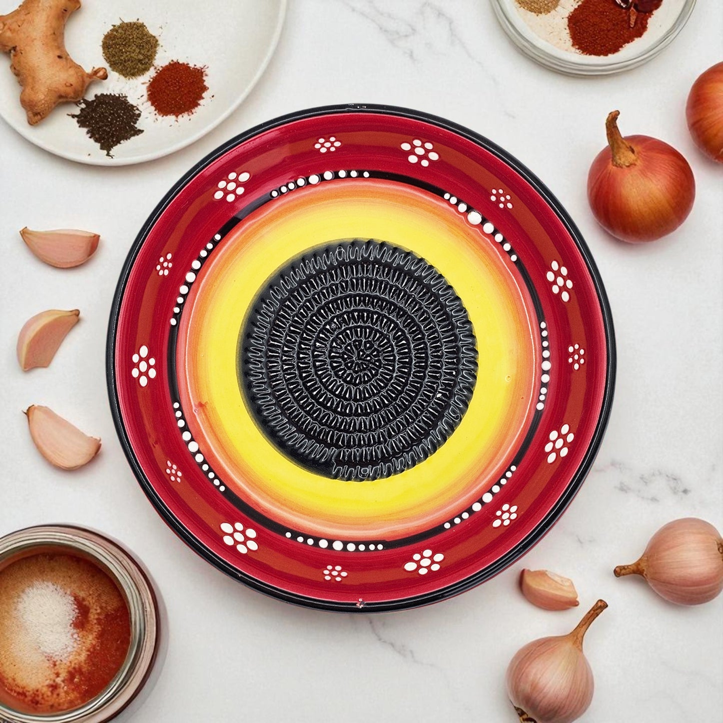 Garlic Grater Bowl, Ceramic Grater Plate, 7" Ceramic Garlic Grinder, Decorative Grater Bowl