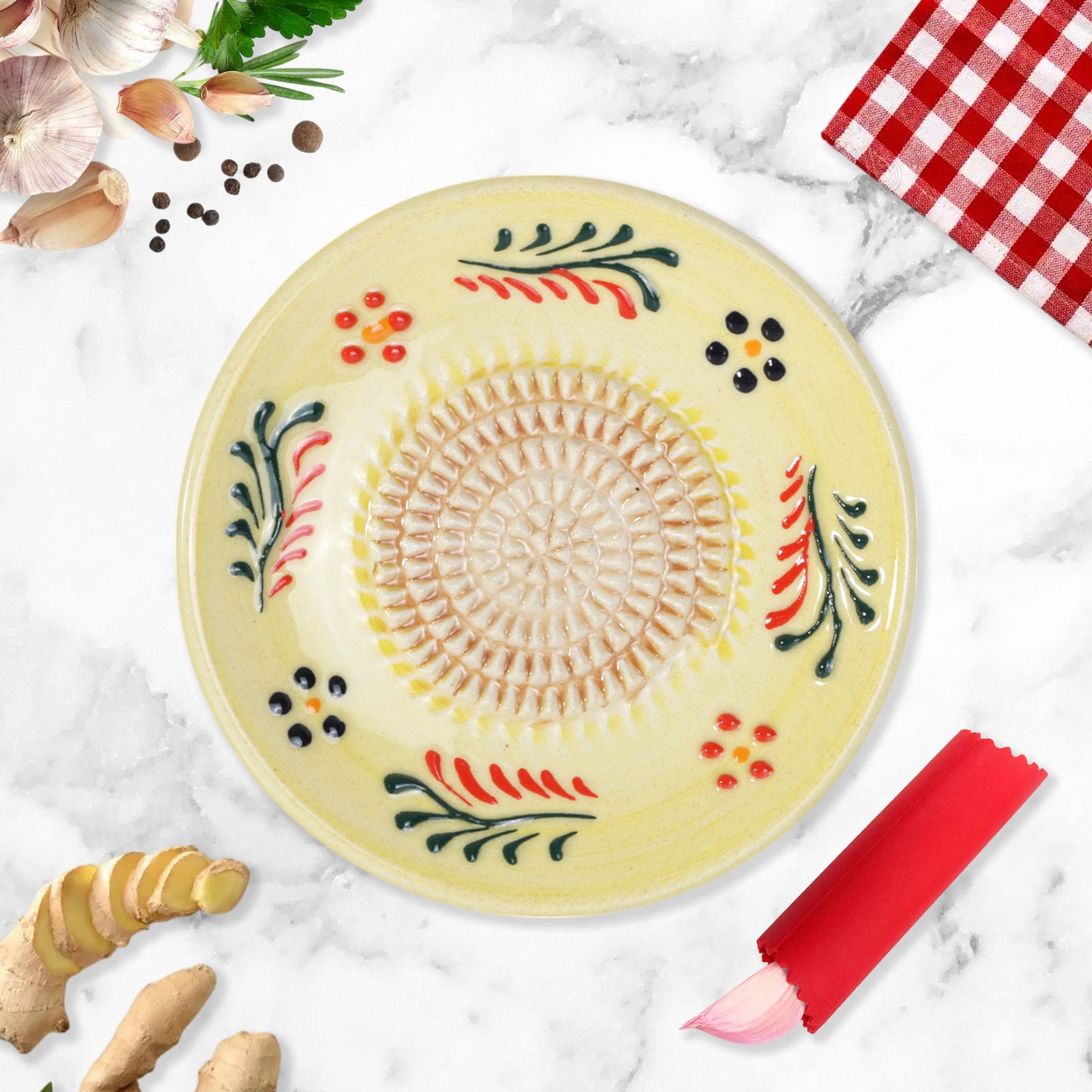 Garlic Grater Plate, Ceramic Grater Plate, 5" Ceramic Garlic Grinder, Decorative Garlic Mincer