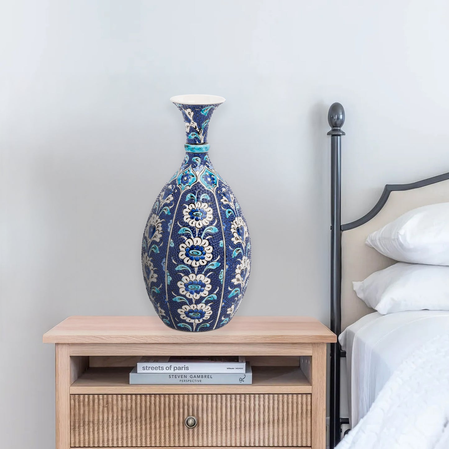 Handmade Ceramic Bottle, Midnight Bloom Decorative Bottle, Decorative Vase