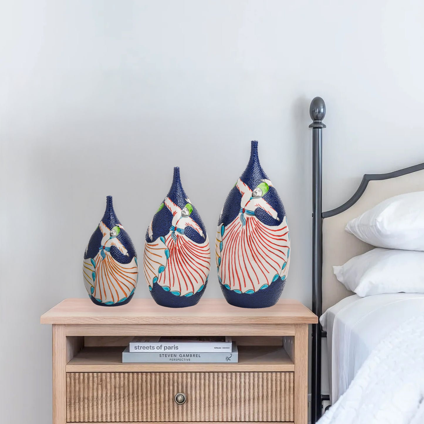 Handmade Ceramic Bottle, Sufi Mevlevi Decorative Bottle, Decorative Vase Set of 3