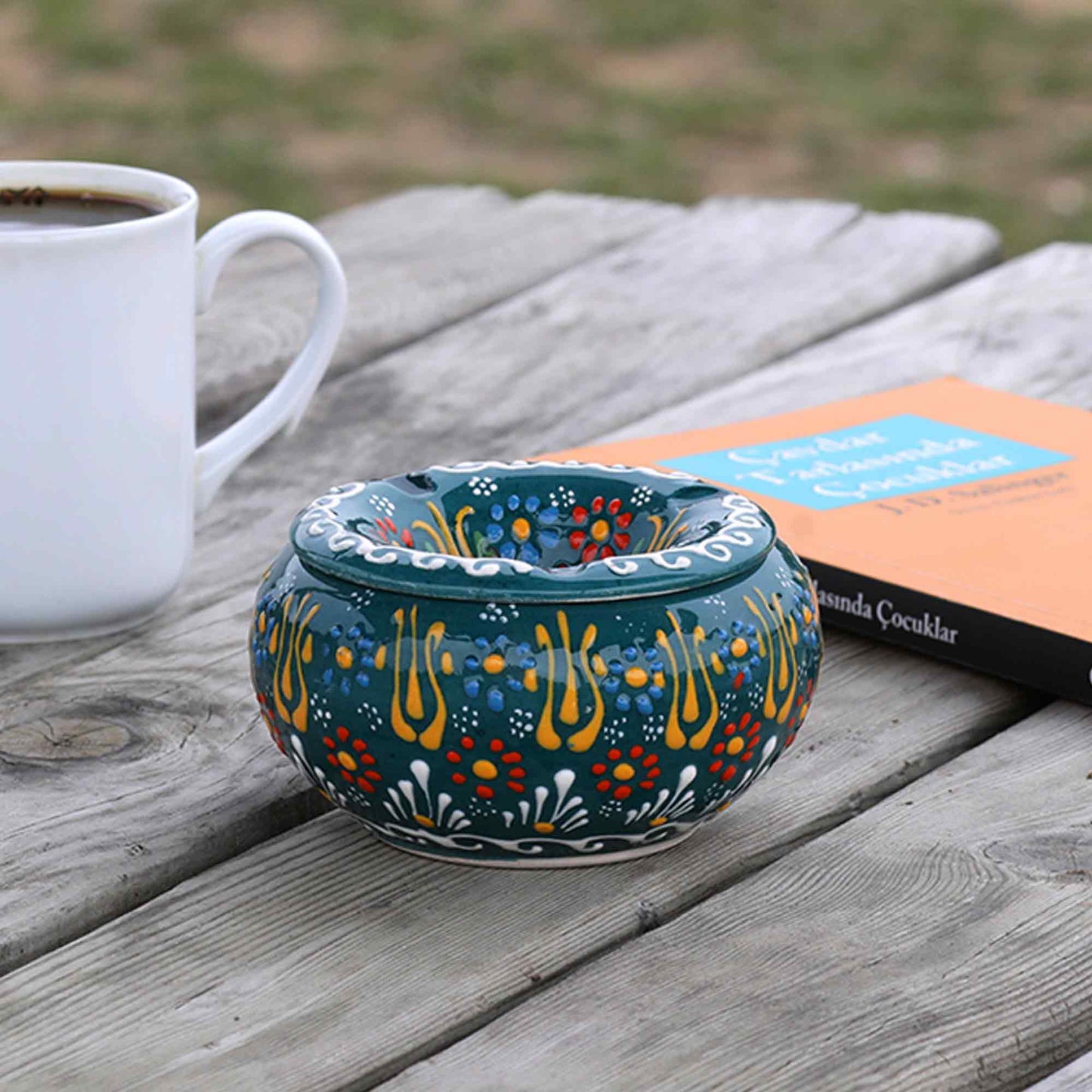 Handmade Ceramic Ashtray with Lid, Decorative Ashtray