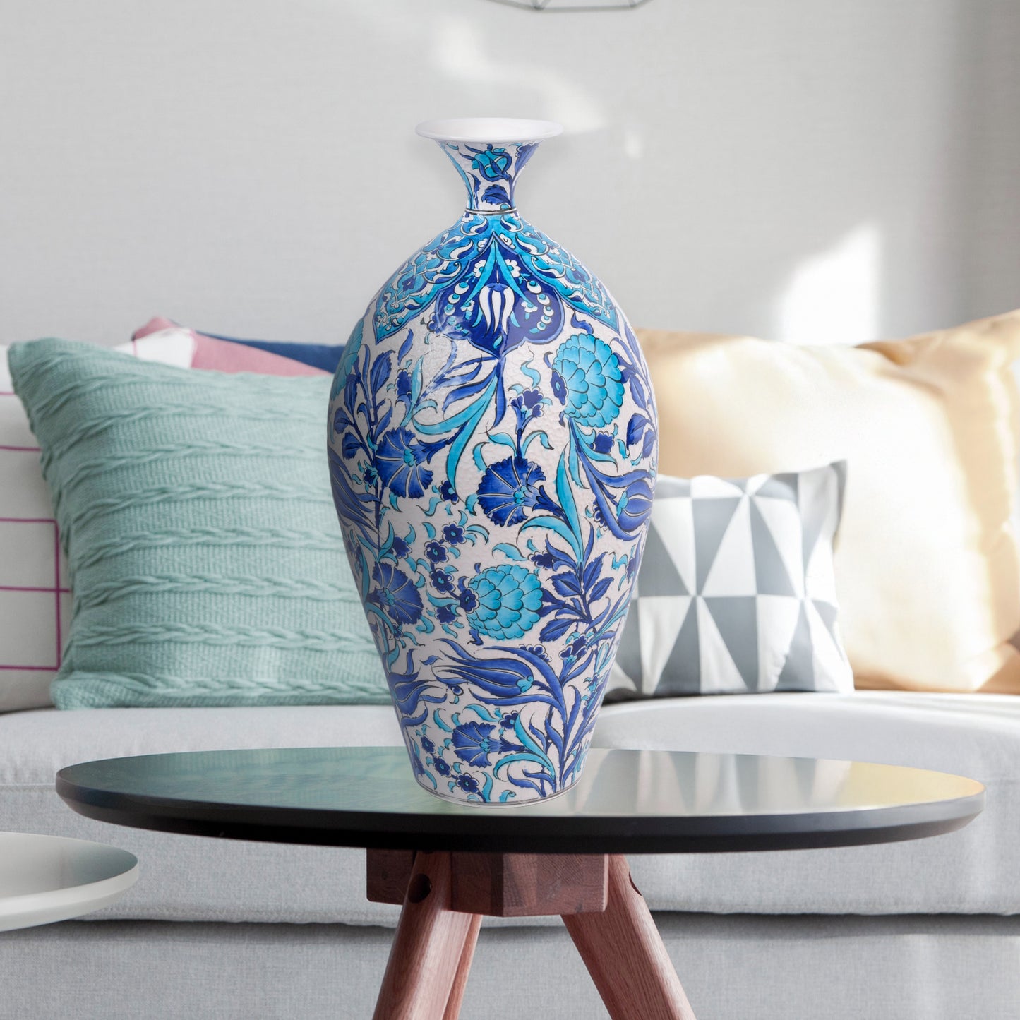 Handmade Ceramic Bottle, Turquoise Garden Decorative Bottle, Decorative Vase