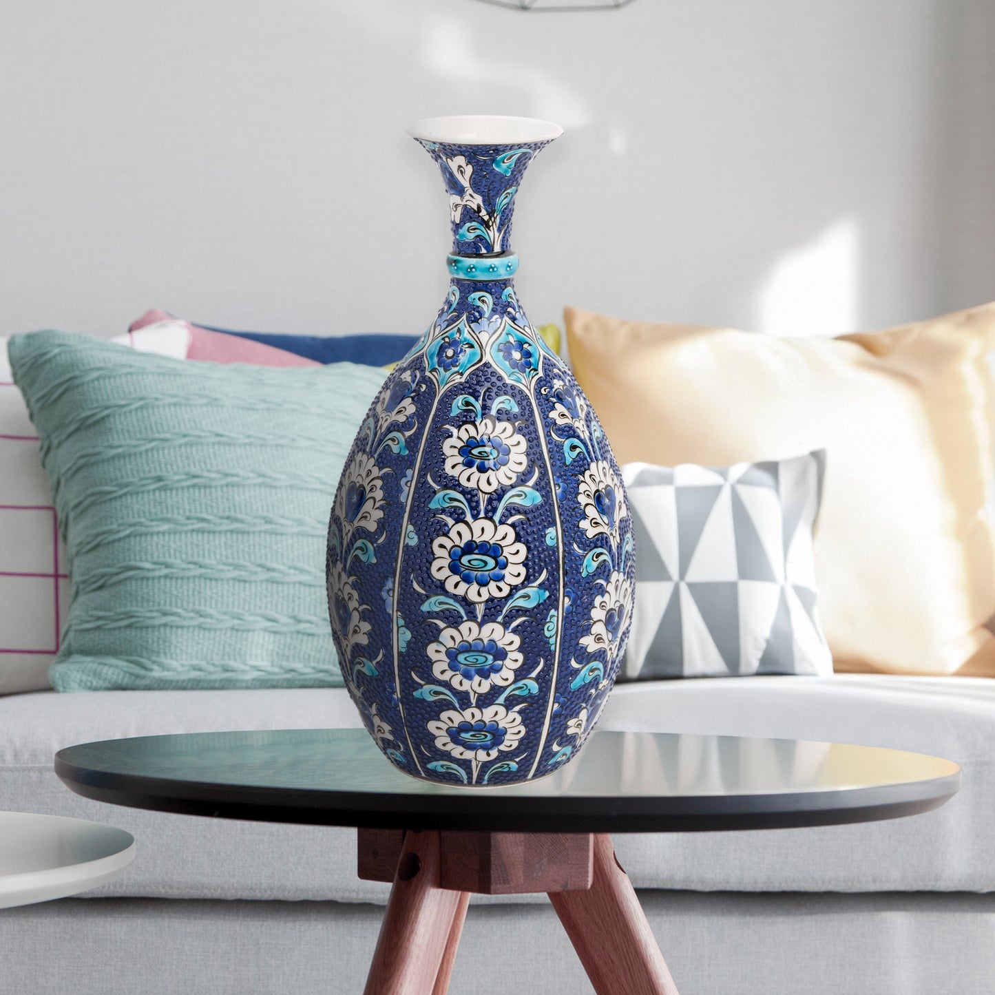 Handmade Ceramic Bottle, Midnight Bloom Decorative Bottle, Decorative Vase