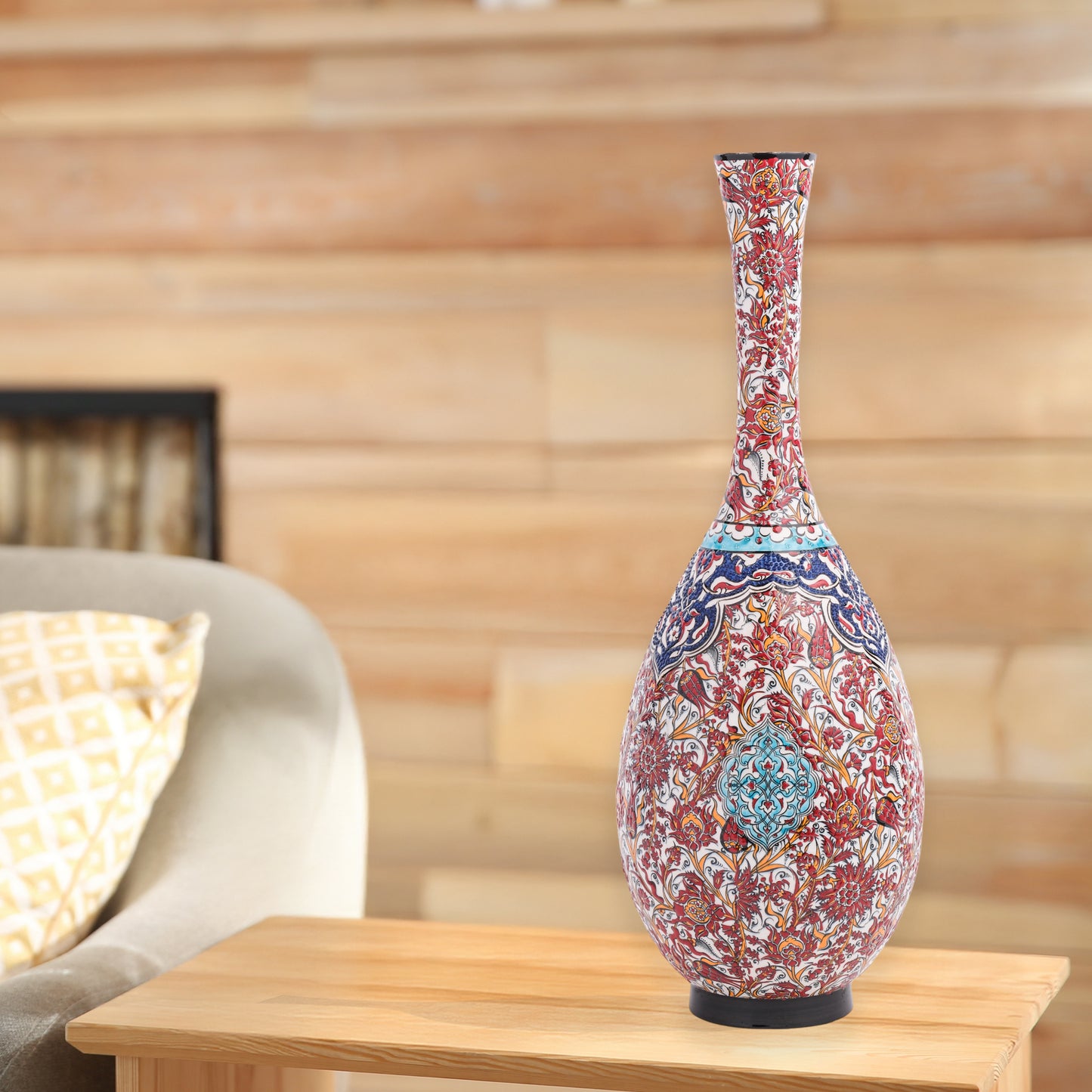 Handmade Ceramic Bottle, Red Ornament Decorative Bottle, Decorative Vase