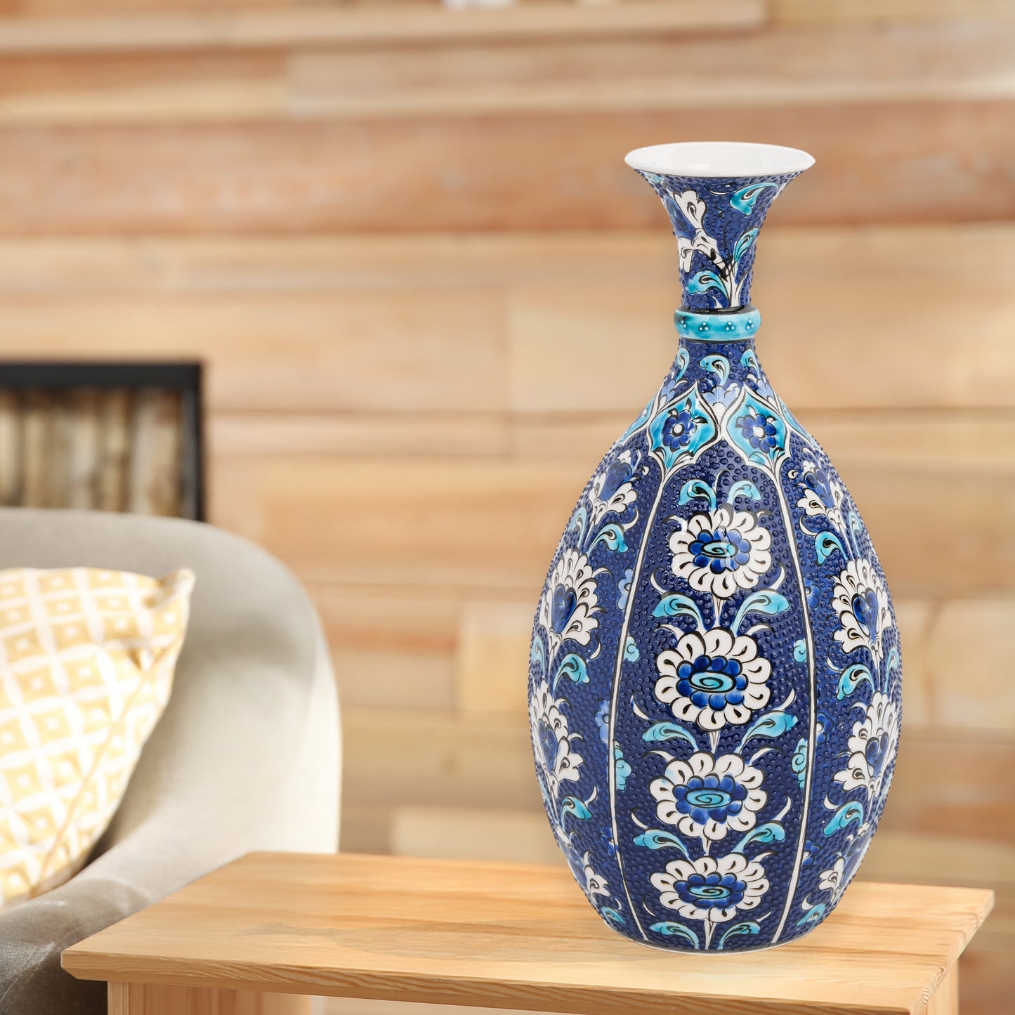 Handmade Ceramic Bottle, Midnight Bloom Decorative Bottle, Decorative Vase