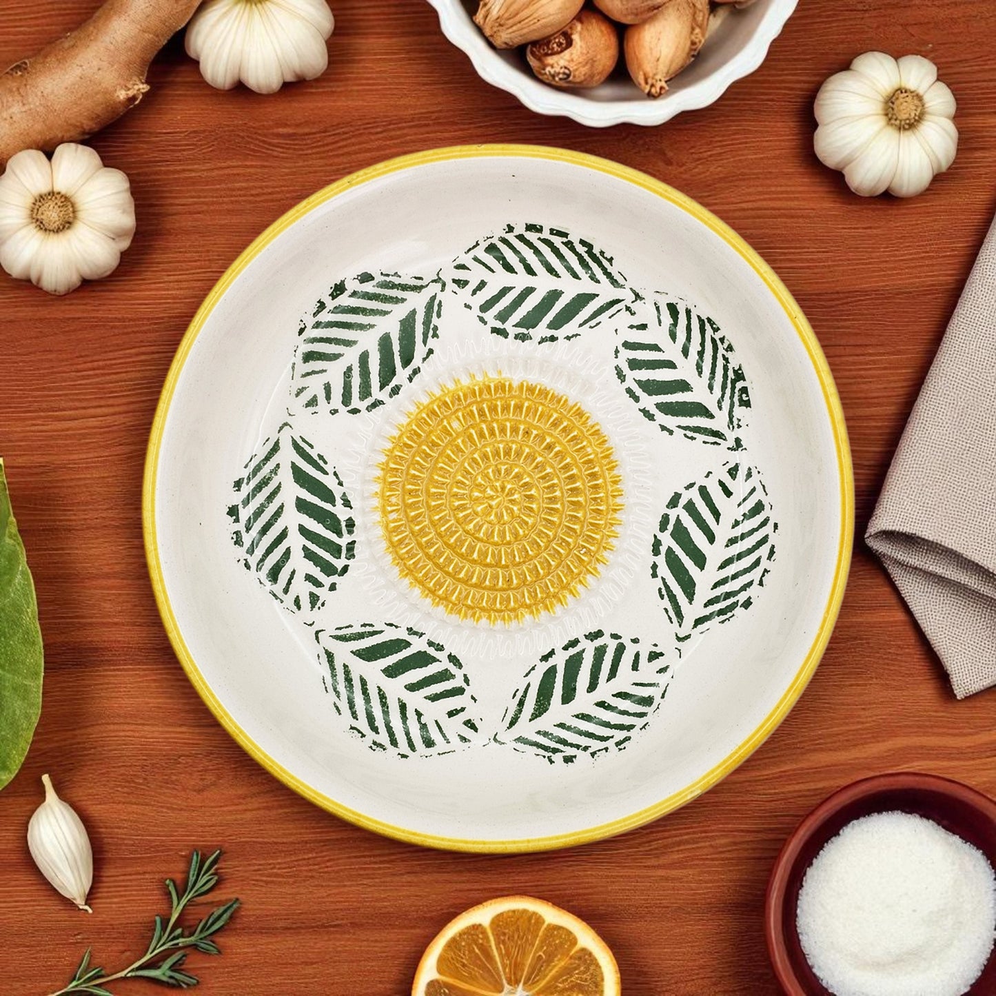 Garlic Grater Bowl, Ceramic Grater Plate, 7" Ceramic Garlic Grinder, Decorative Grater Bowl