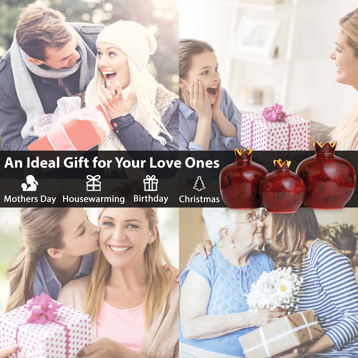 Handmade Ceramic Pomegranate Vase, Ceramic Vase Home Decor