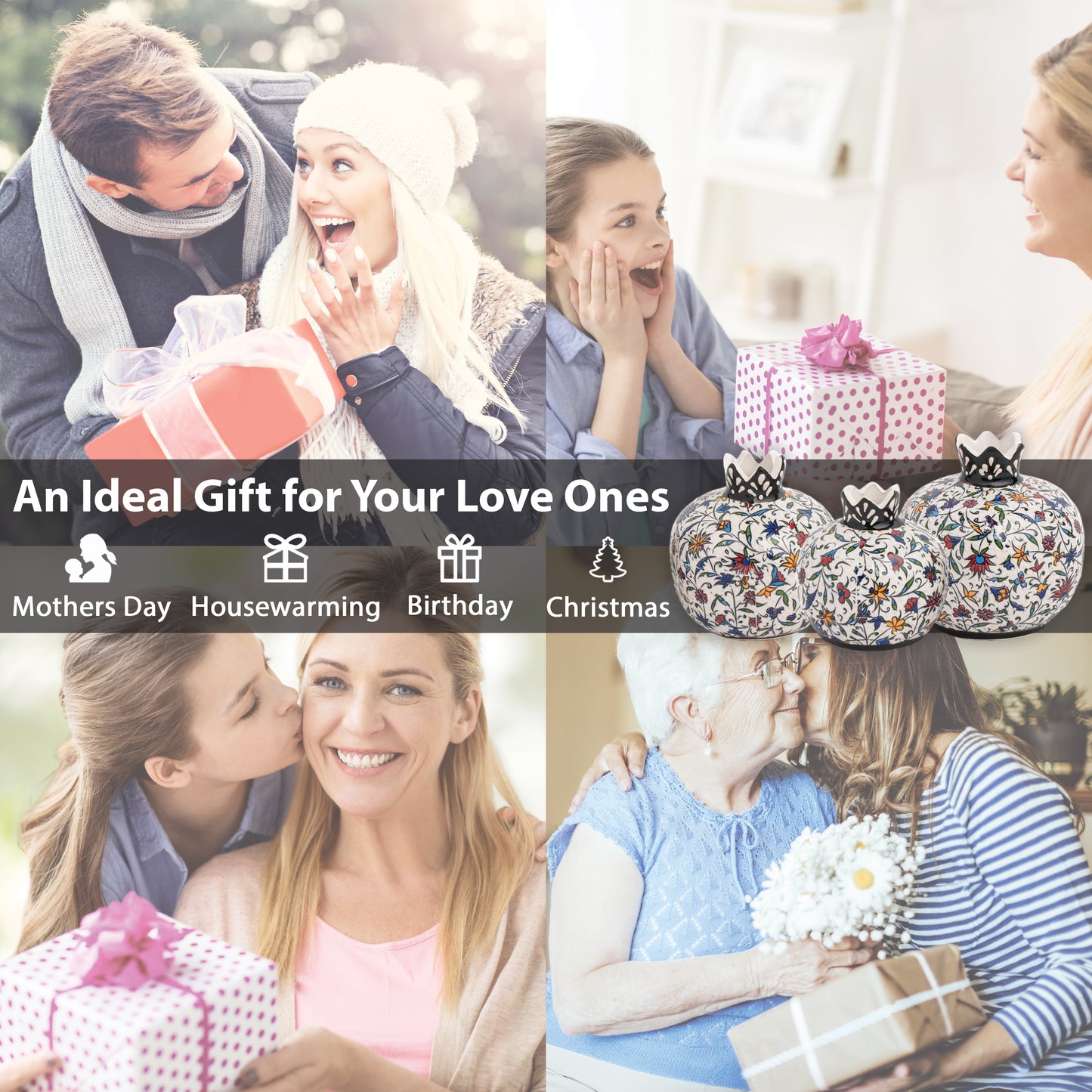 Handmade Ceramic Pomegranate Vase, Ceramic Vase Home Decor