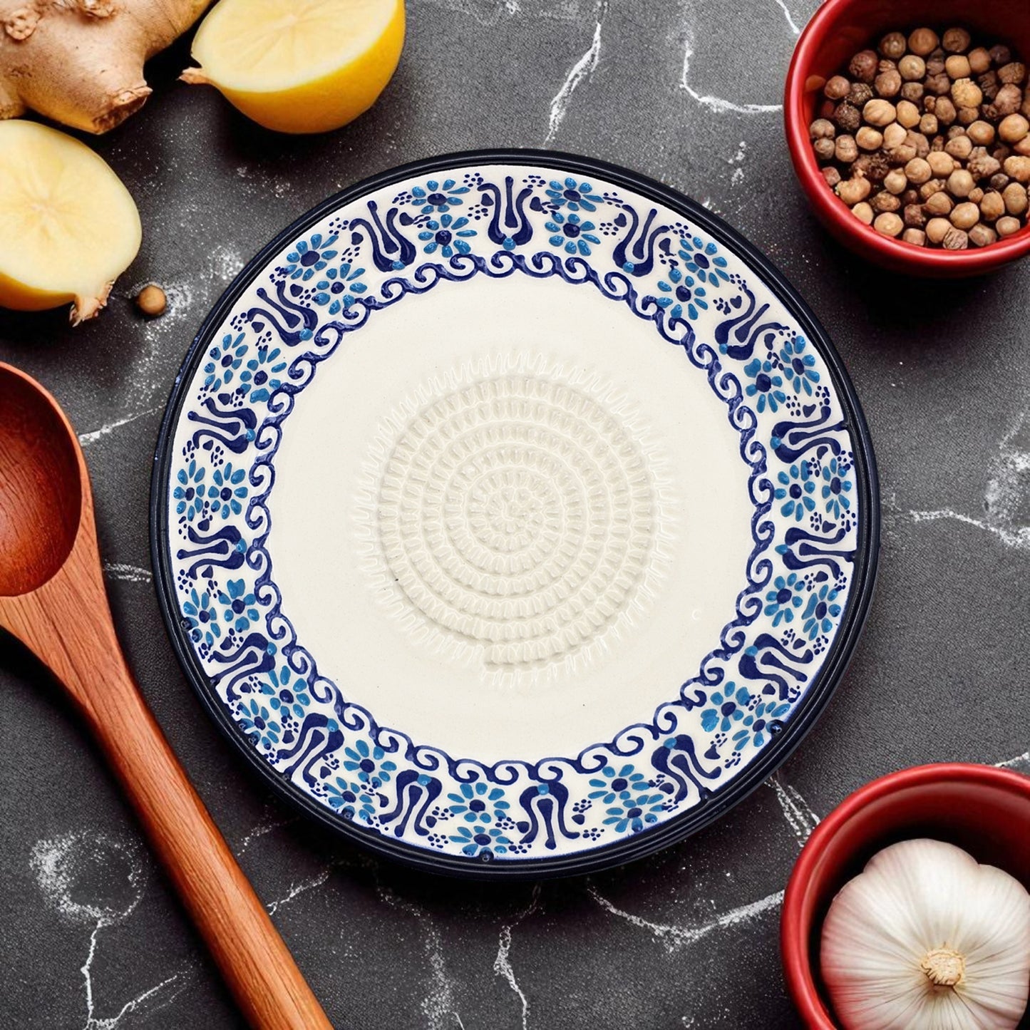 Garlic Grater Bowl, Ceramic Grater Plate, 7" Ceramic Garlic Grinder, Decorative Grater Bowl