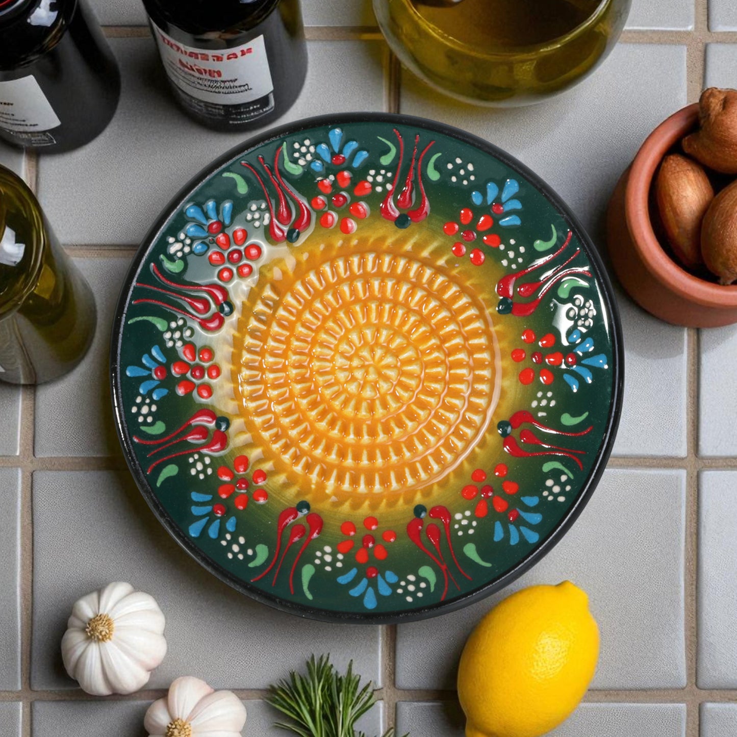 Garlic Grater Plate, Ceramic Grater Plate, 5" Ceramic Garlic Grinder, Decorative Garlic Mincer