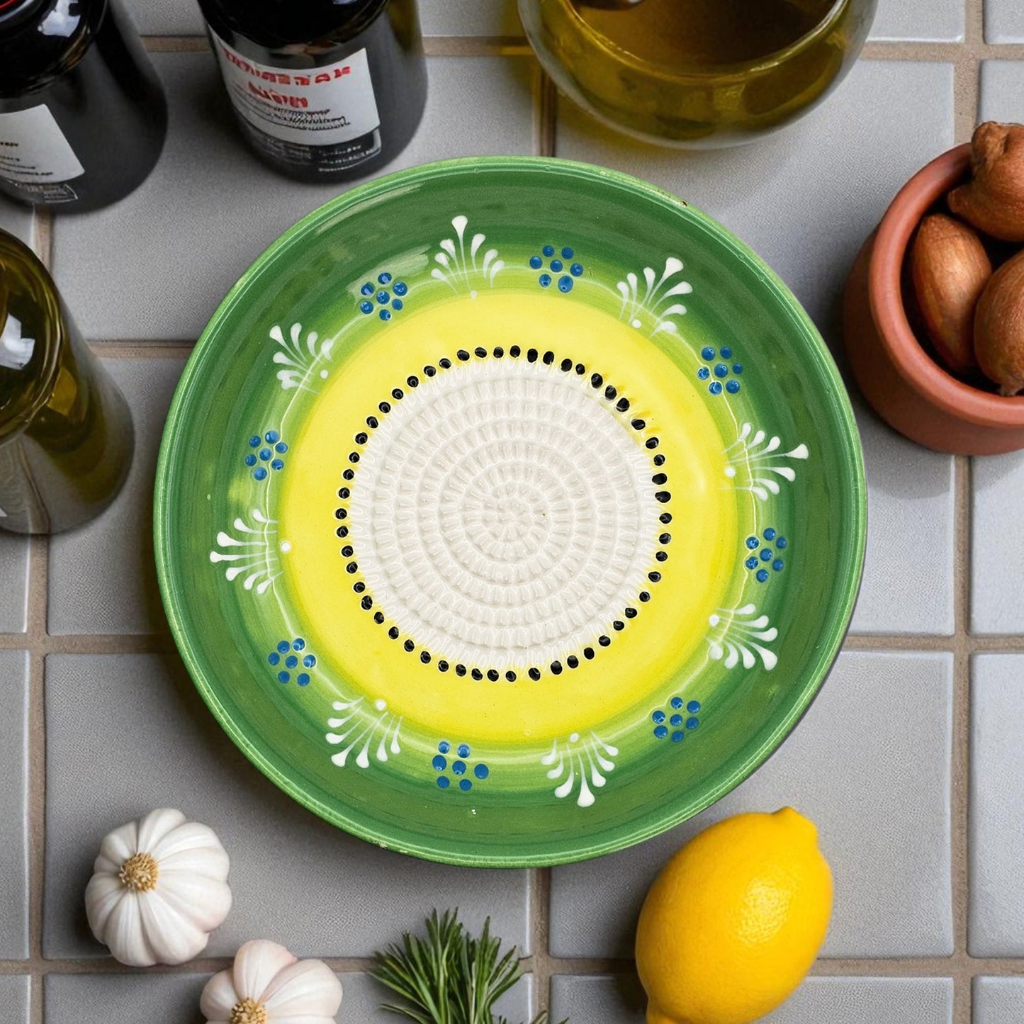 Garlic Grater Bowl, Ceramic Grater Plate, 7" Ceramic Garlic Grinder, Decorative Grater Bowl