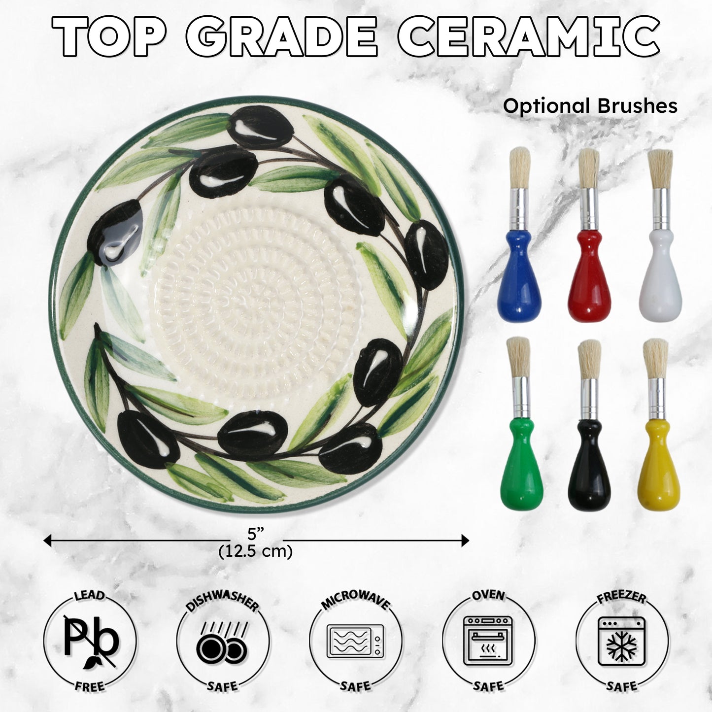Garlic Grater Plate, Ceramic Grater Plate, 5" Ceramic Garlic Grinder, Decorative Garlic Mincer