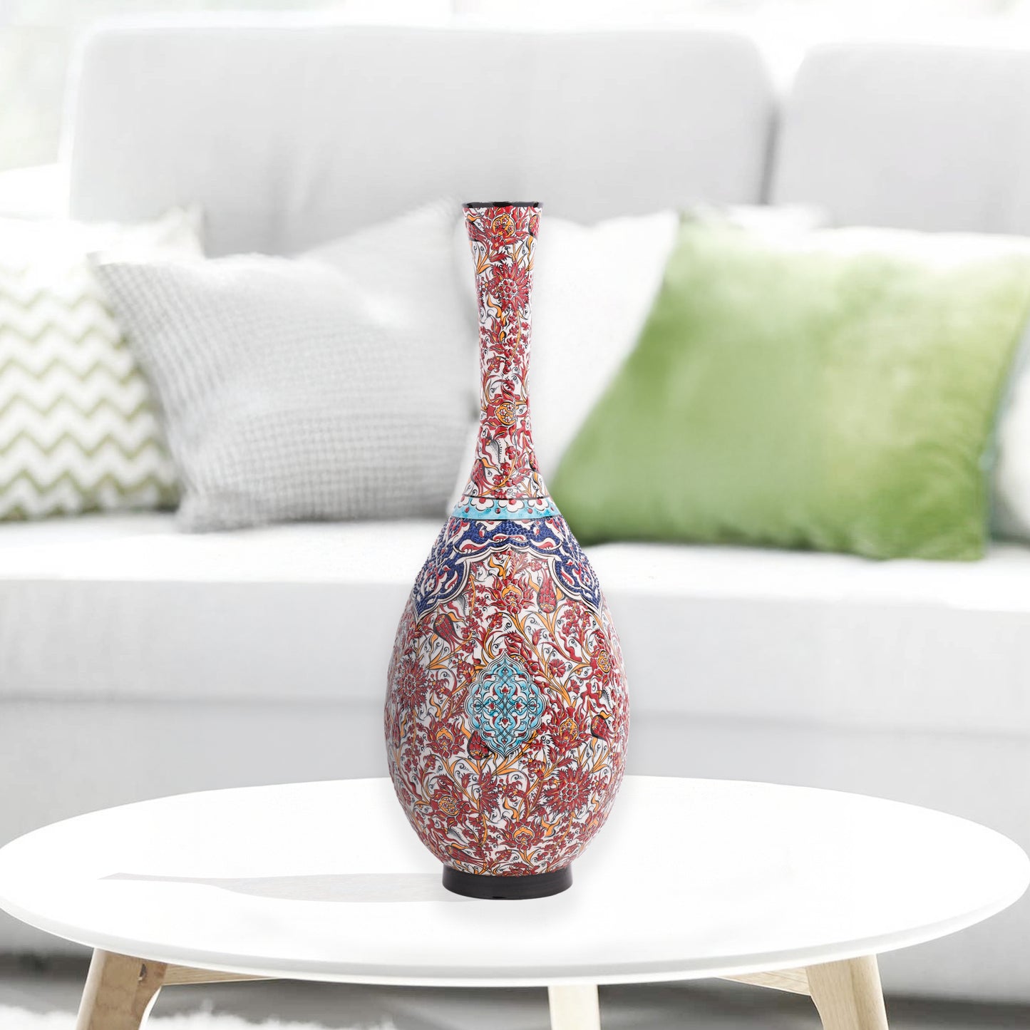 Handmade Ceramic Bottle, Red Ornament Decorative Bottle, Decorative Vase