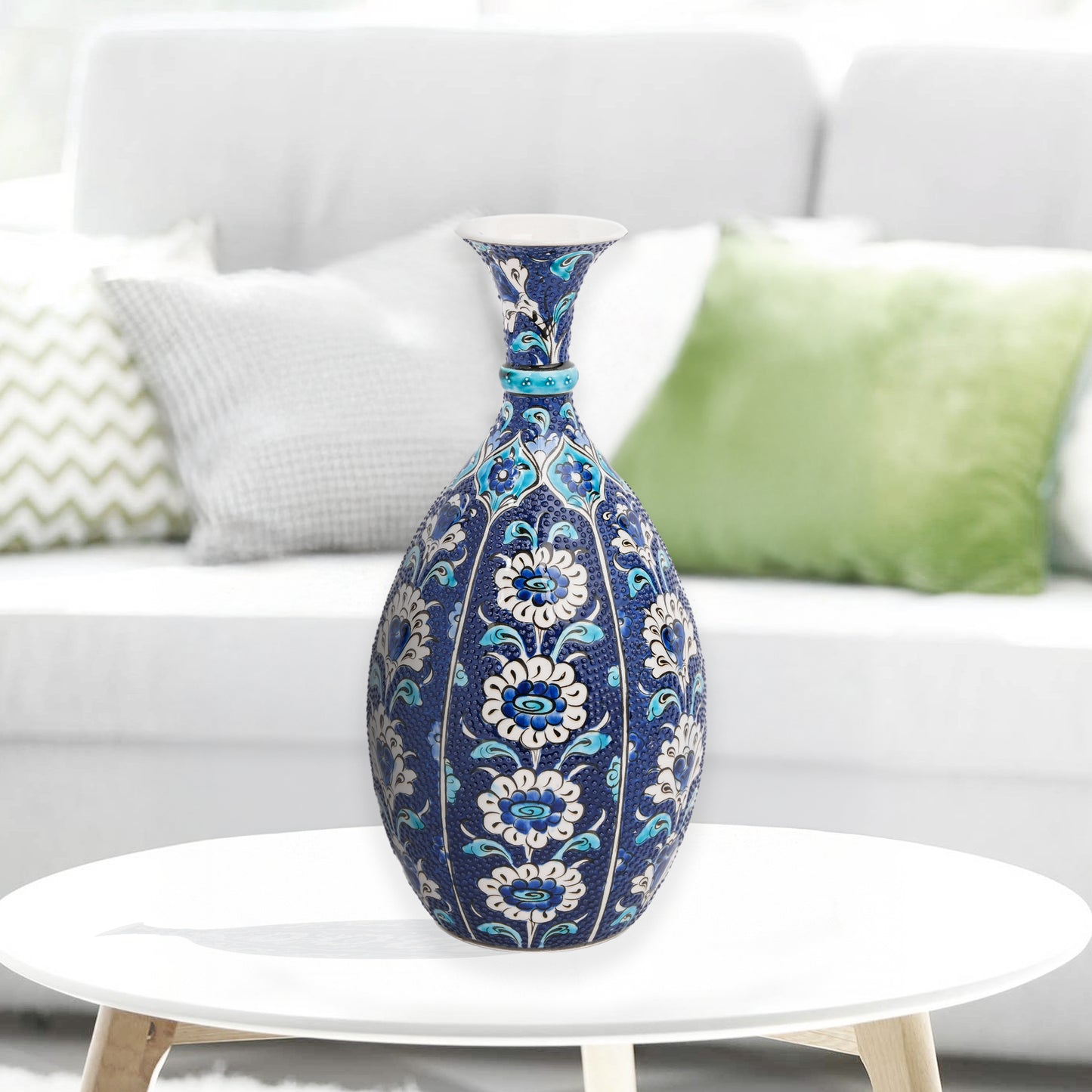 Handmade Ceramic Bottle, Midnight Bloom Decorative Bottle, Decorative Vase