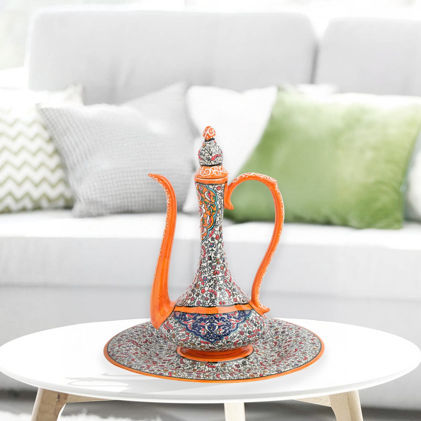 Handmade Ceramic Ewer, Ottoman Style Decorative Ewer Set, Decorative Pitcher