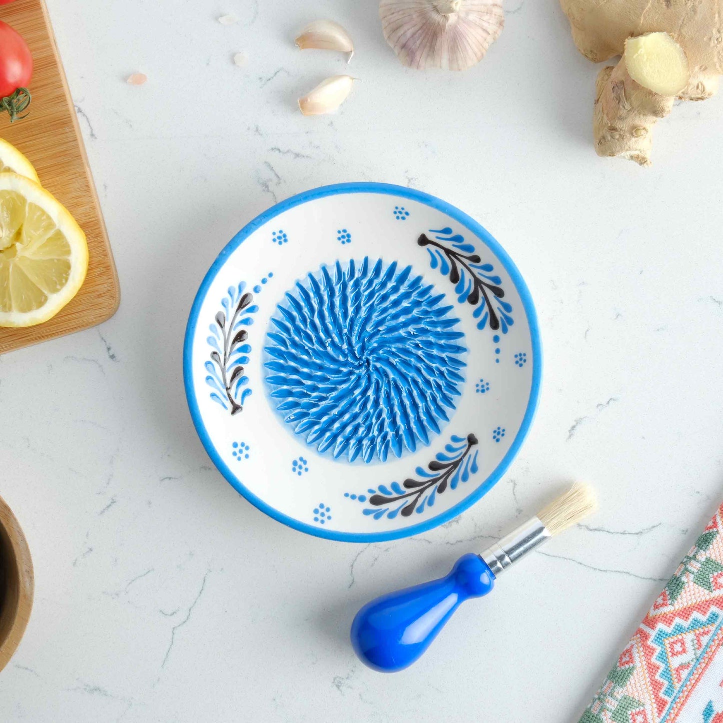 Ceramic Garlic Grater Plate, Handmade Grater Plate, 6" Ceramic Garlic Grinder, Decorative Garlic Mincer