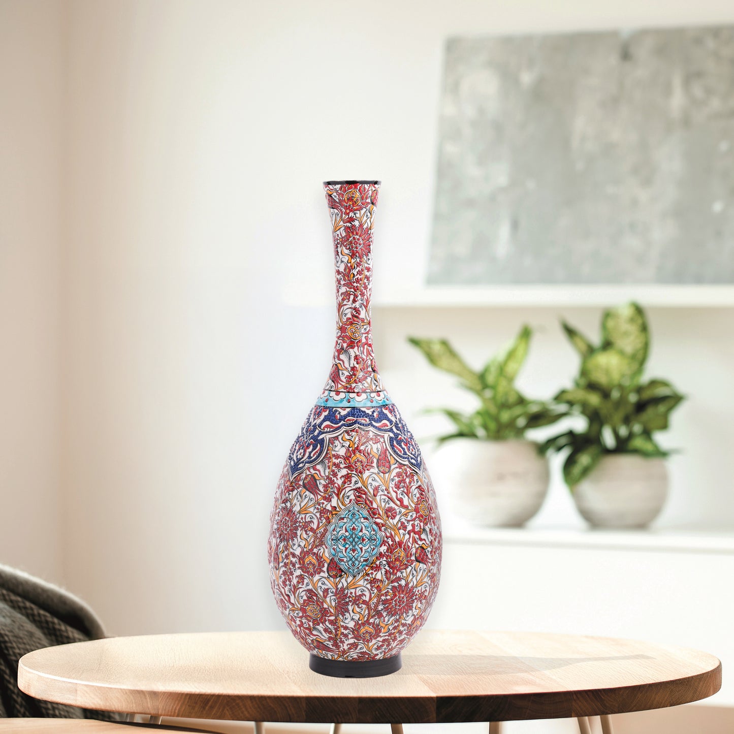 Handmade Ceramic Bottle, Red Ornament Decorative Bottle, Decorative Vase