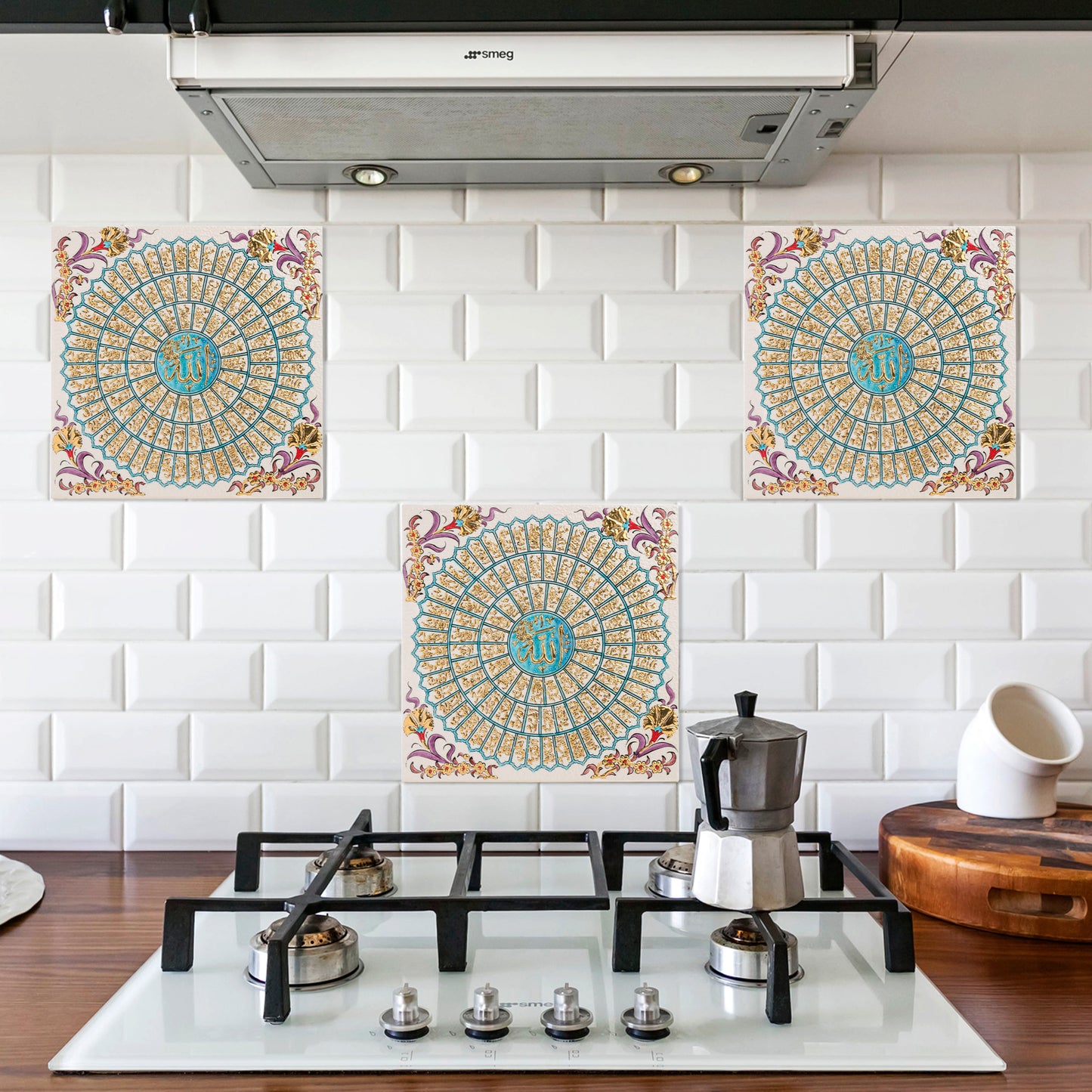 Handmade Ceramic Tile, Golden Divine Mandala Tile