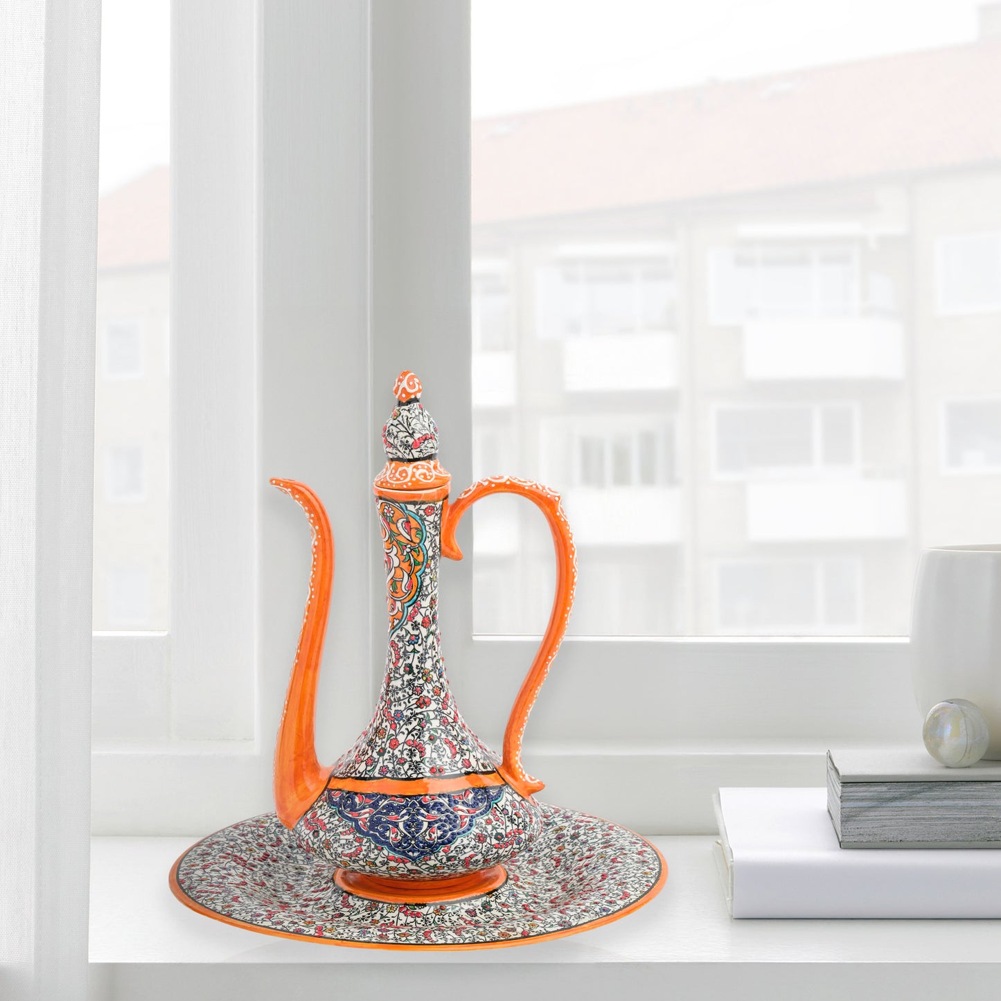 Handmade Ceramic Ewer, Ottoman Style Decorative Ewer Set, Decorative Pitcher