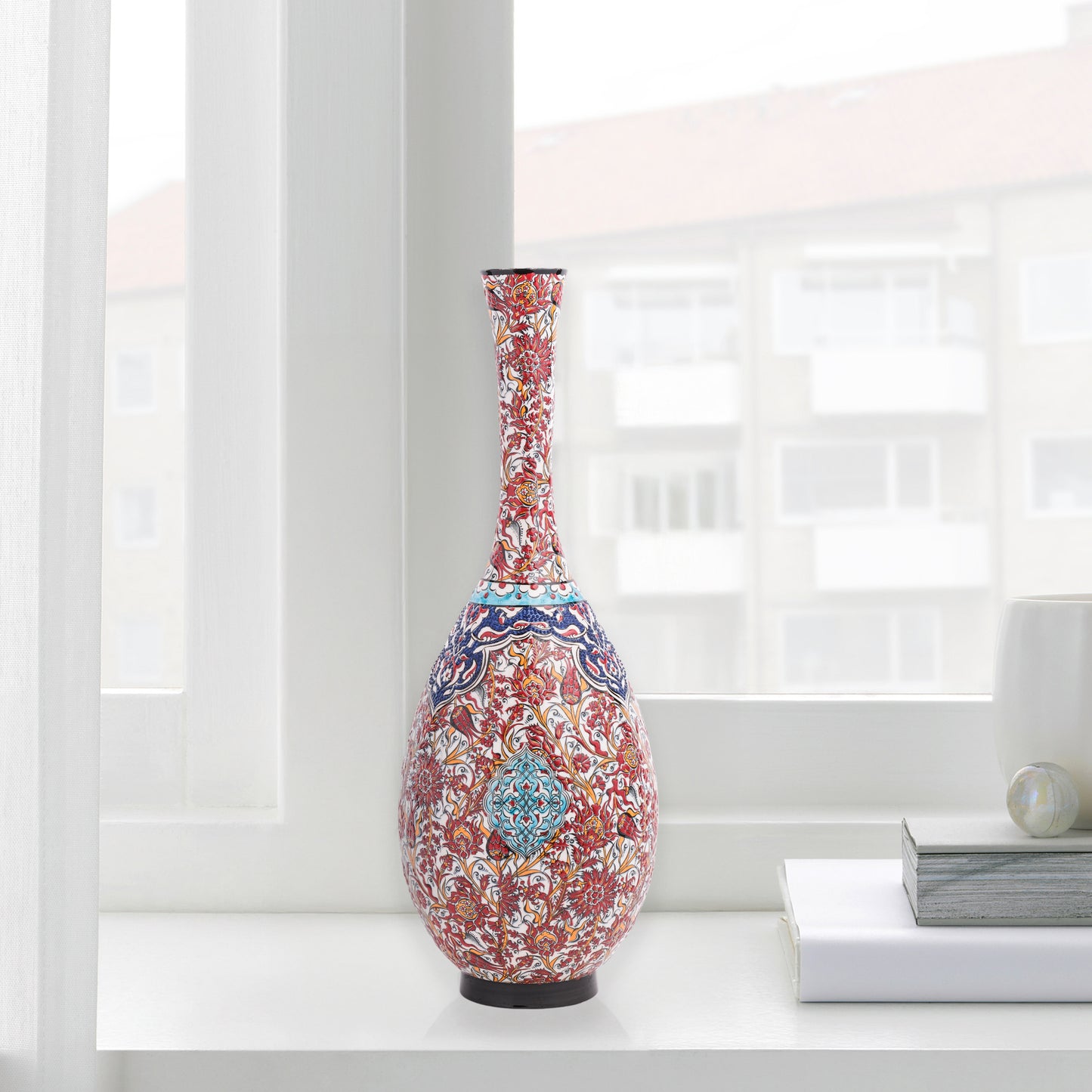 Handmade Ceramic Bottle, Red Ornament Decorative Bottle, Decorative Vase