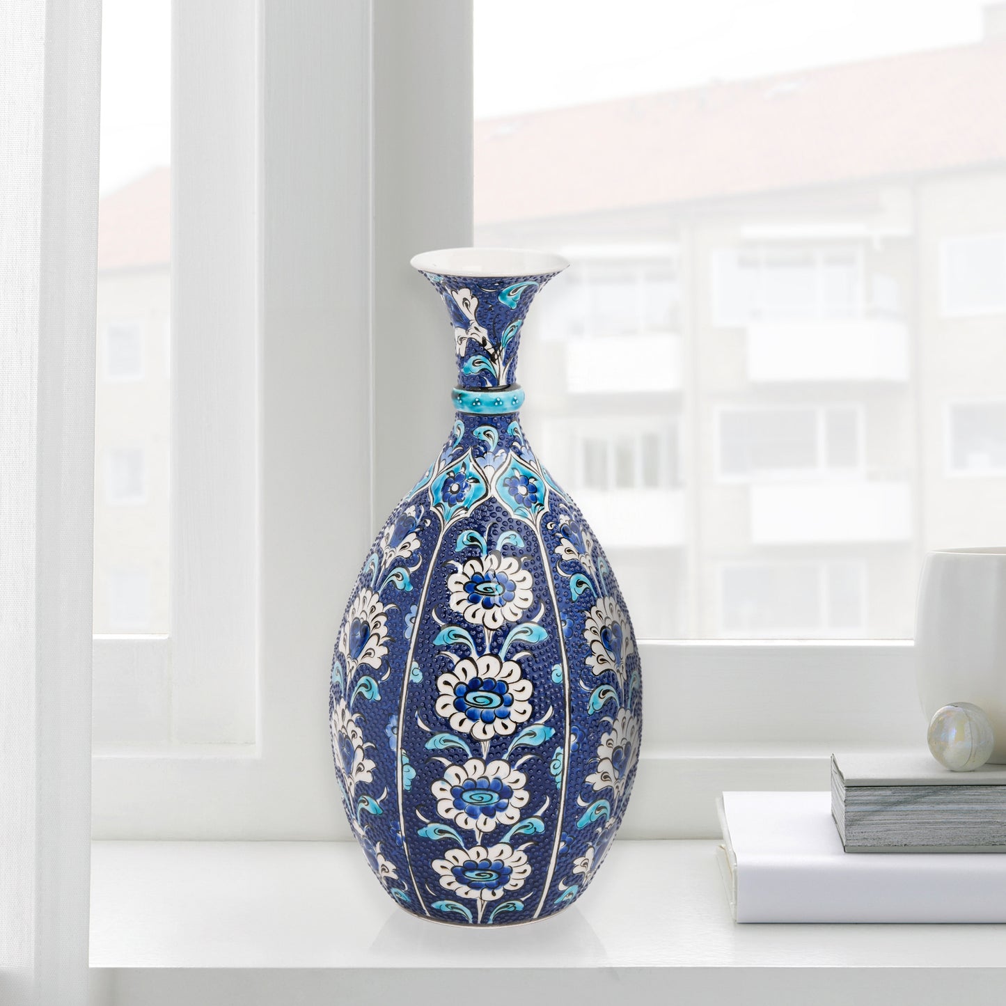 Handmade Ceramic Bottle, Midnight Bloom Decorative Bottle, Decorative Vase