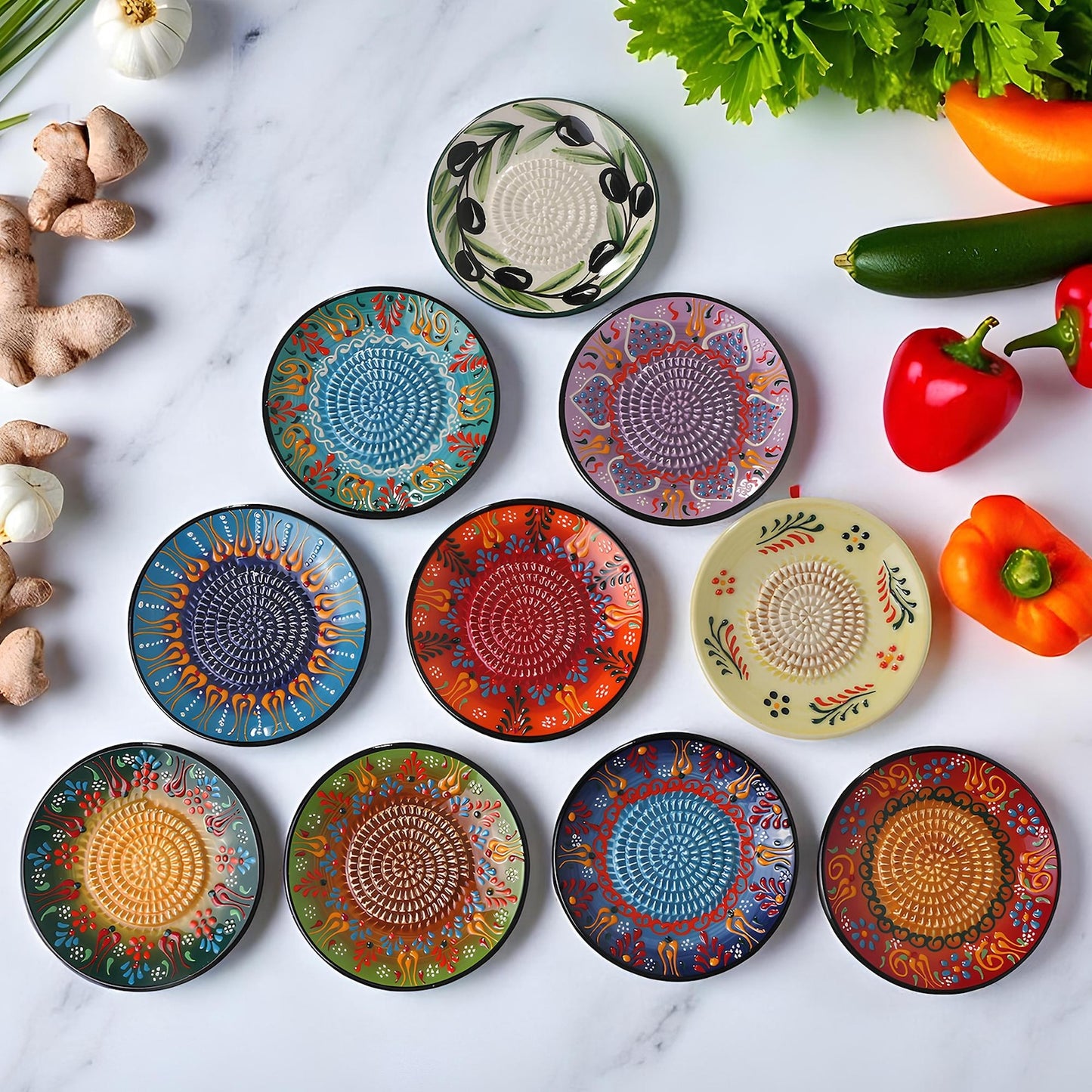 Garlic Grater Plate, Ceramic Grater Plate, 5" Ceramic Garlic Grinder, Decorative Garlic Mincer