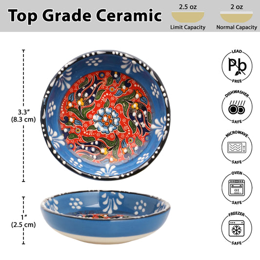 Ceramic Dipping Bowls, 2.5 Oz Soy Sauce Dish, Bloom Array Bowls Set of 6