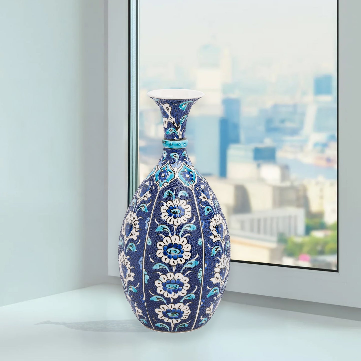 Handmade Ceramic Bottle, Midnight Bloom Decorative Bottle, Decorative Vase