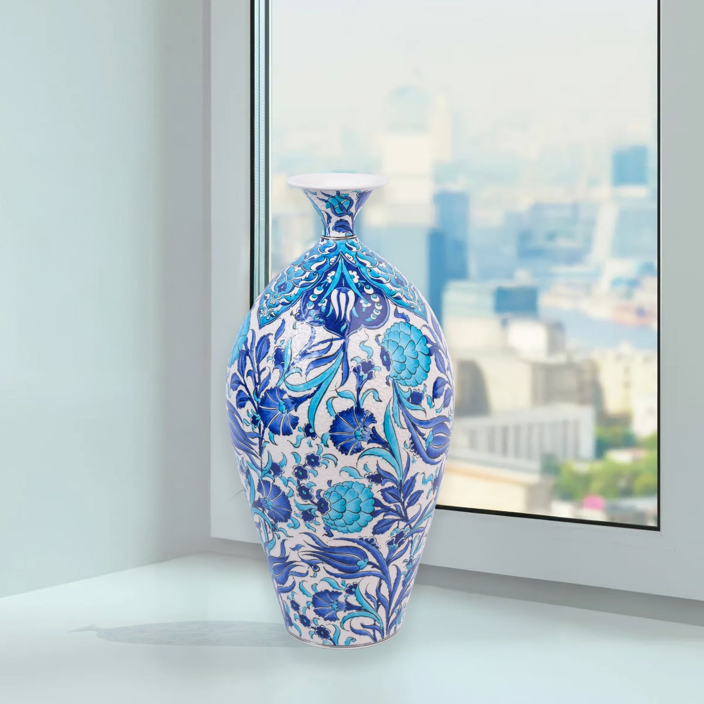 Handmade Ceramic Bottle, Turquoise Garden Decorative Bottle, Decorative Vase