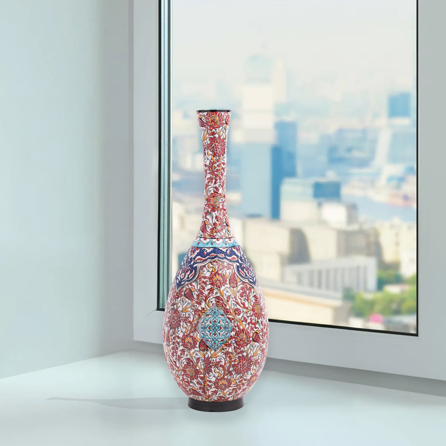 Handmade Ceramic Bottle, Red Ornament Decorative Bottle, Decorative Vase
