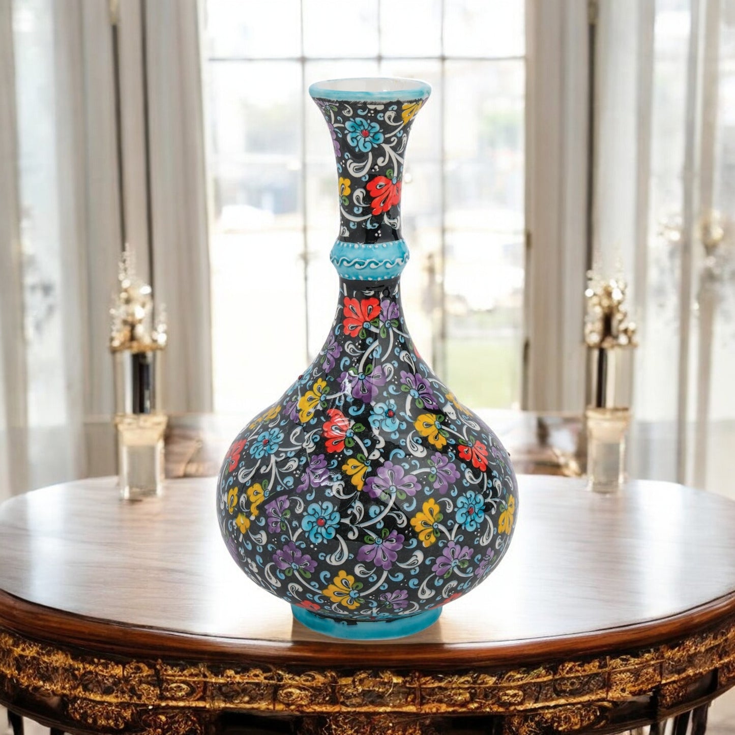 Handmade Ceramic Decorative Vase, Midnight Bloom Ceramic Vase