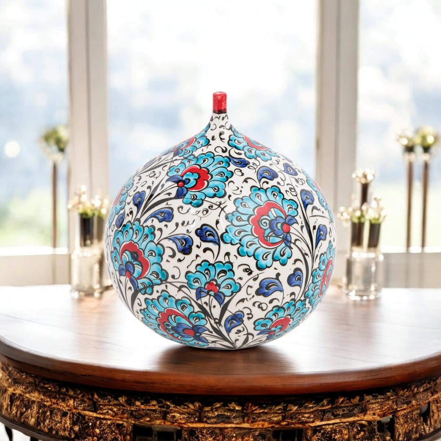 Handmade Ceramic Decorative Vase, Bloom Sphere Ceramic Vase