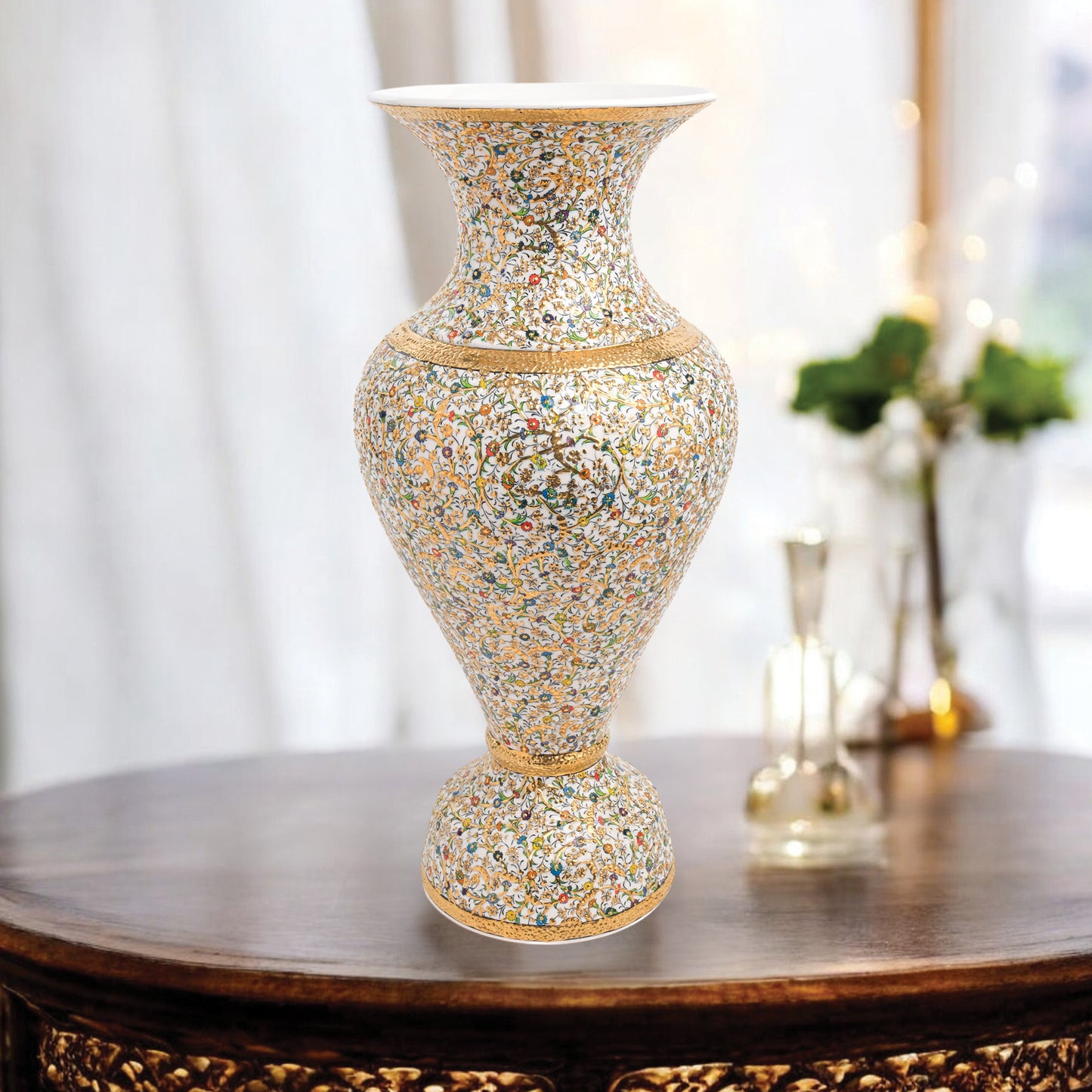 Handmade Ceramic Decorative Vase, Golden Bloom Ceramic Vase, Golden Vase