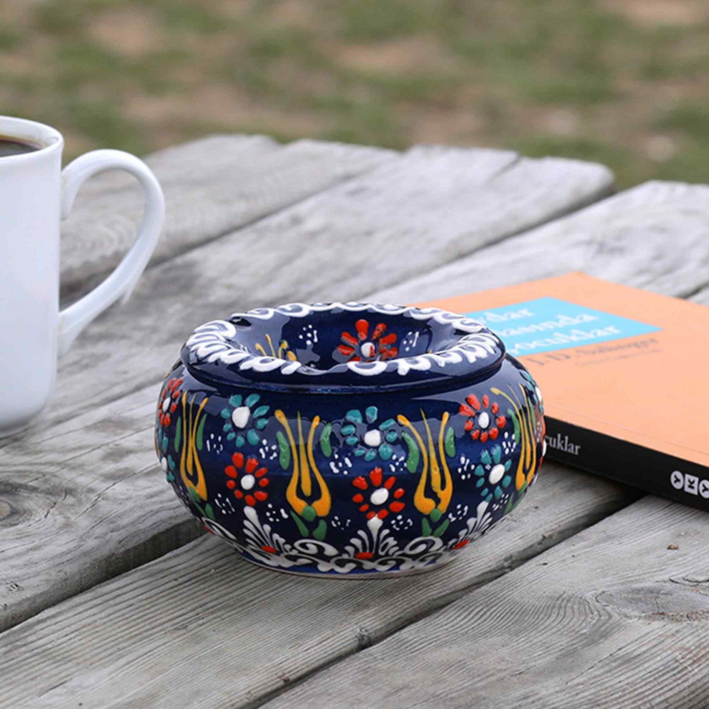 Handmade Ceramic Ashtray with Lid, Decorative Ashtray