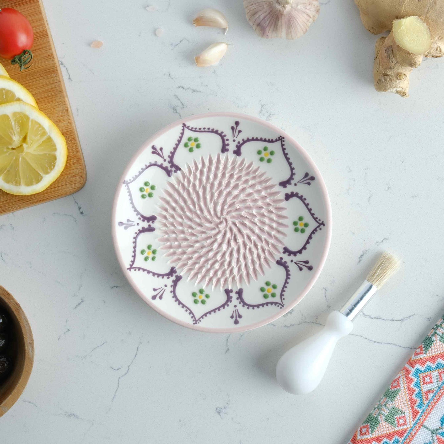 Ceramic Garlic Grater Plate, Handmade Grater Plate, 6" Ceramic Garlic Grinder, Decorative Garlic Mincer
