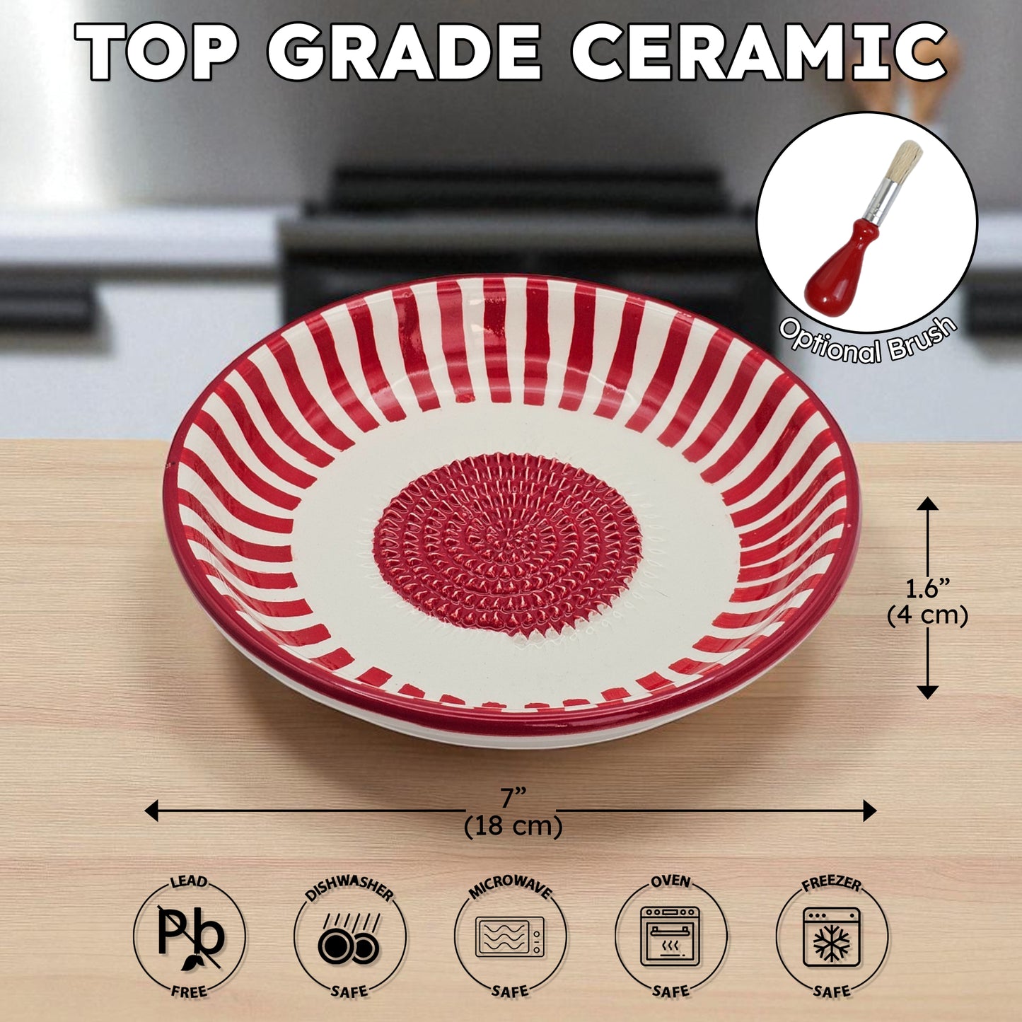 Garlic Grater Bowl, Ceramic Grater Plate, 7" Ceramic Garlic Grinder, Decorative Grater Bowl