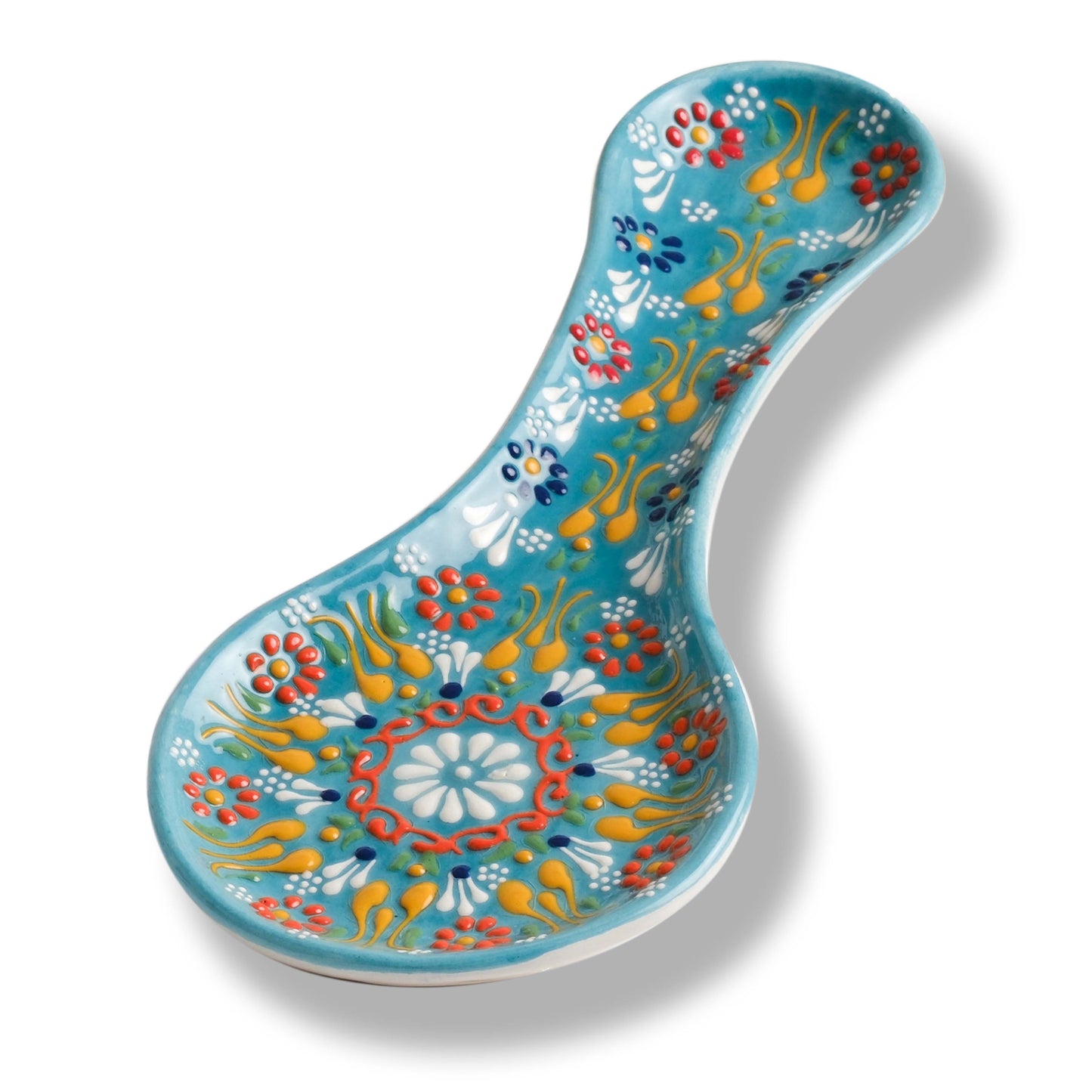 Handmade Ceramic Spoon Rest, Turquoise Color Spoon Rests, Traditional Spoon Holder for Stove Top